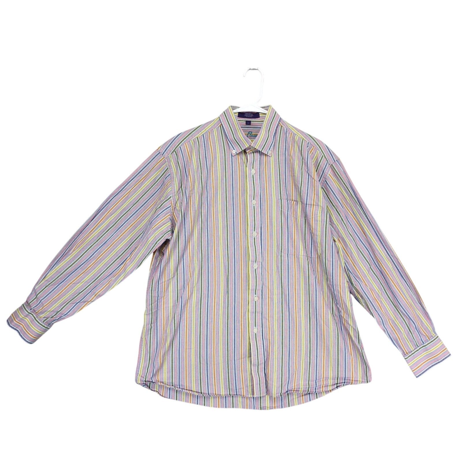 Alan Flusser Alan Flusser Multicolor Striped Button Down Dress Shirt L Size US L / EU 52-54 / 3 - 1 Thumbnail