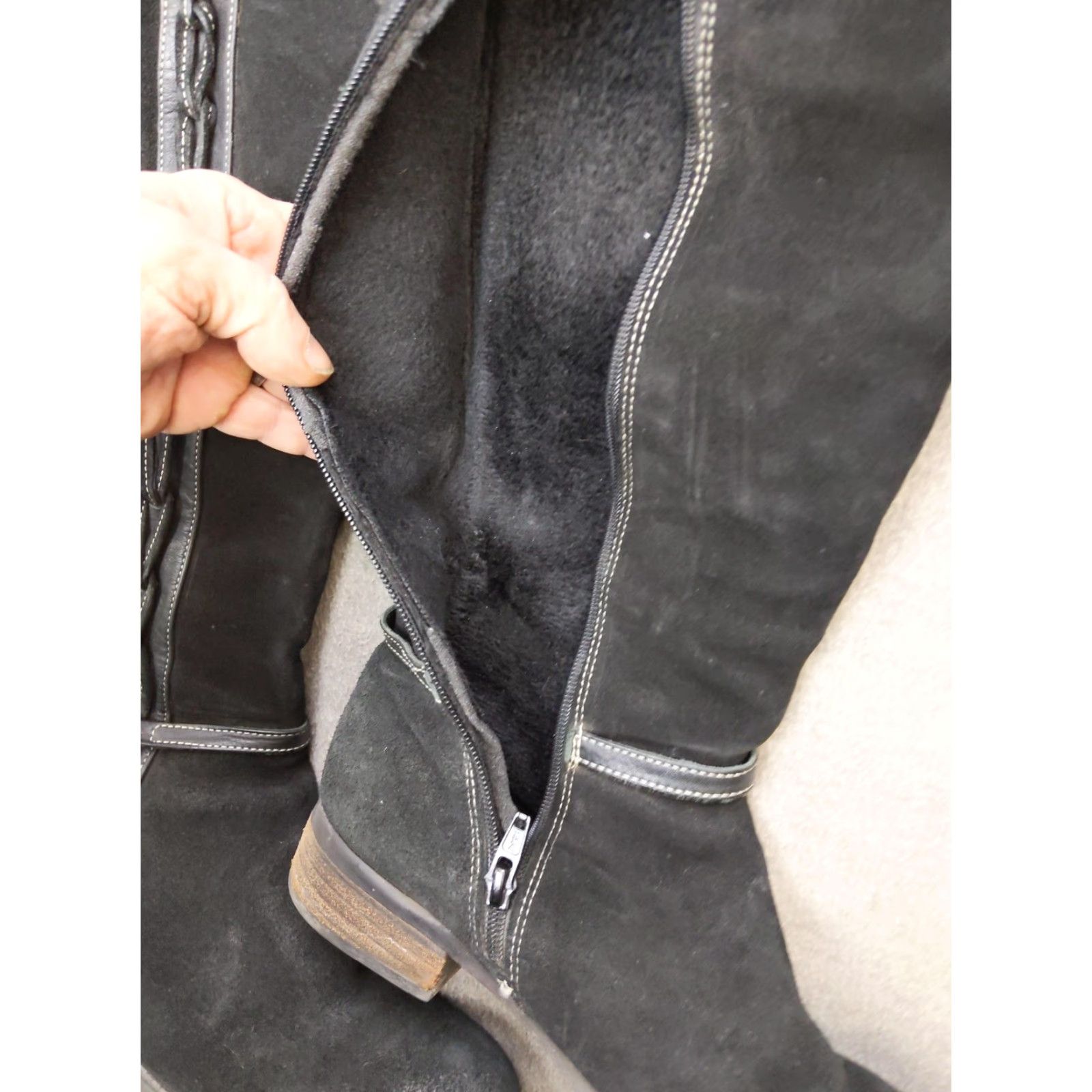Vintage Lavorazione Artigiana Boots Womens Size 9 Black Suede Knee High Riding Boot Woman Leather Suede Knee High Riding Boots Black 9 Womens Size US 9 / IT 39 - 3 Thumbnail