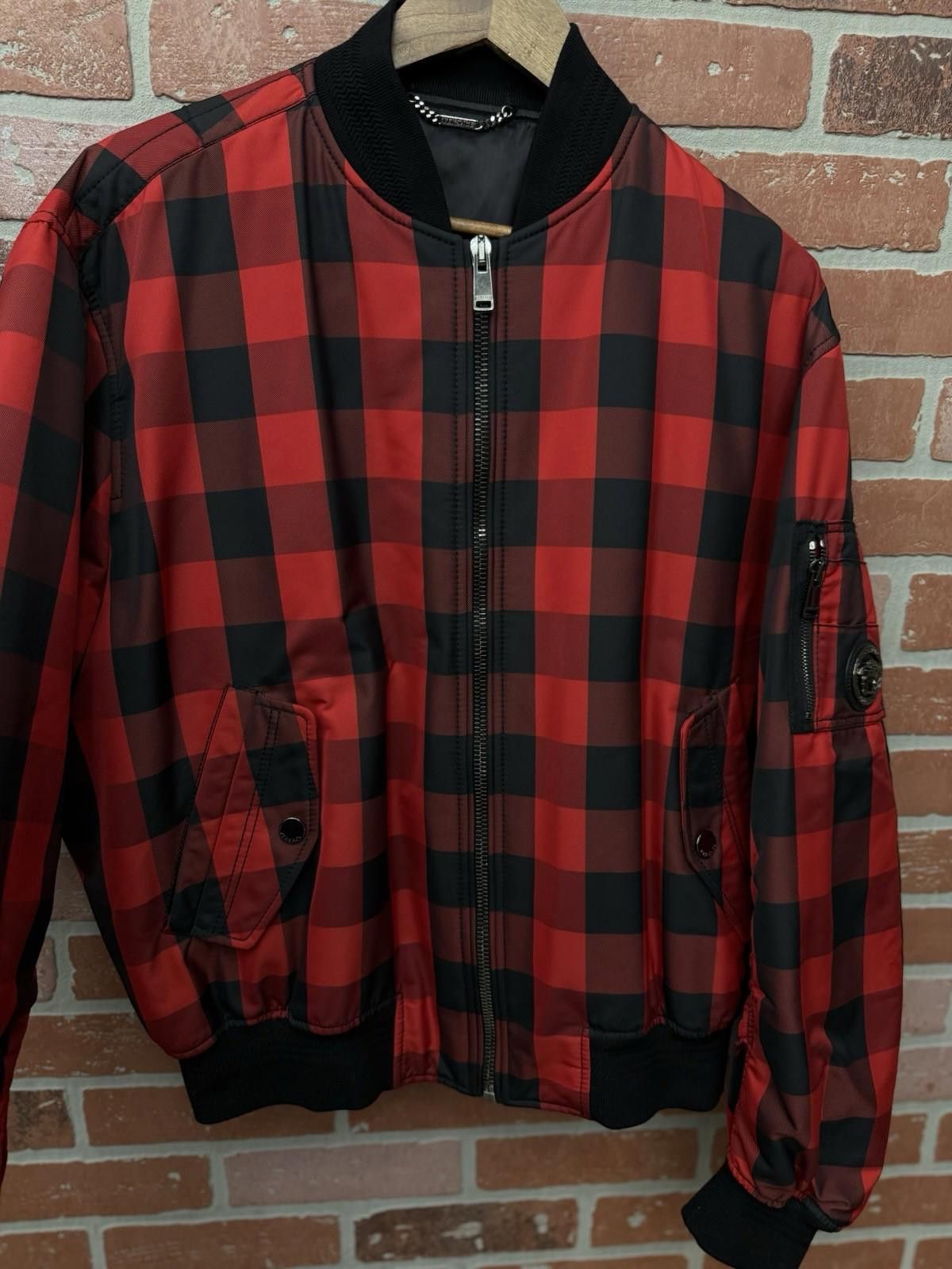 Versace Versace Gingham Bomber Jacket Red Size 52 $1975 RARE Size US L / EU 52-54 / 3 - 9 Thumbnail