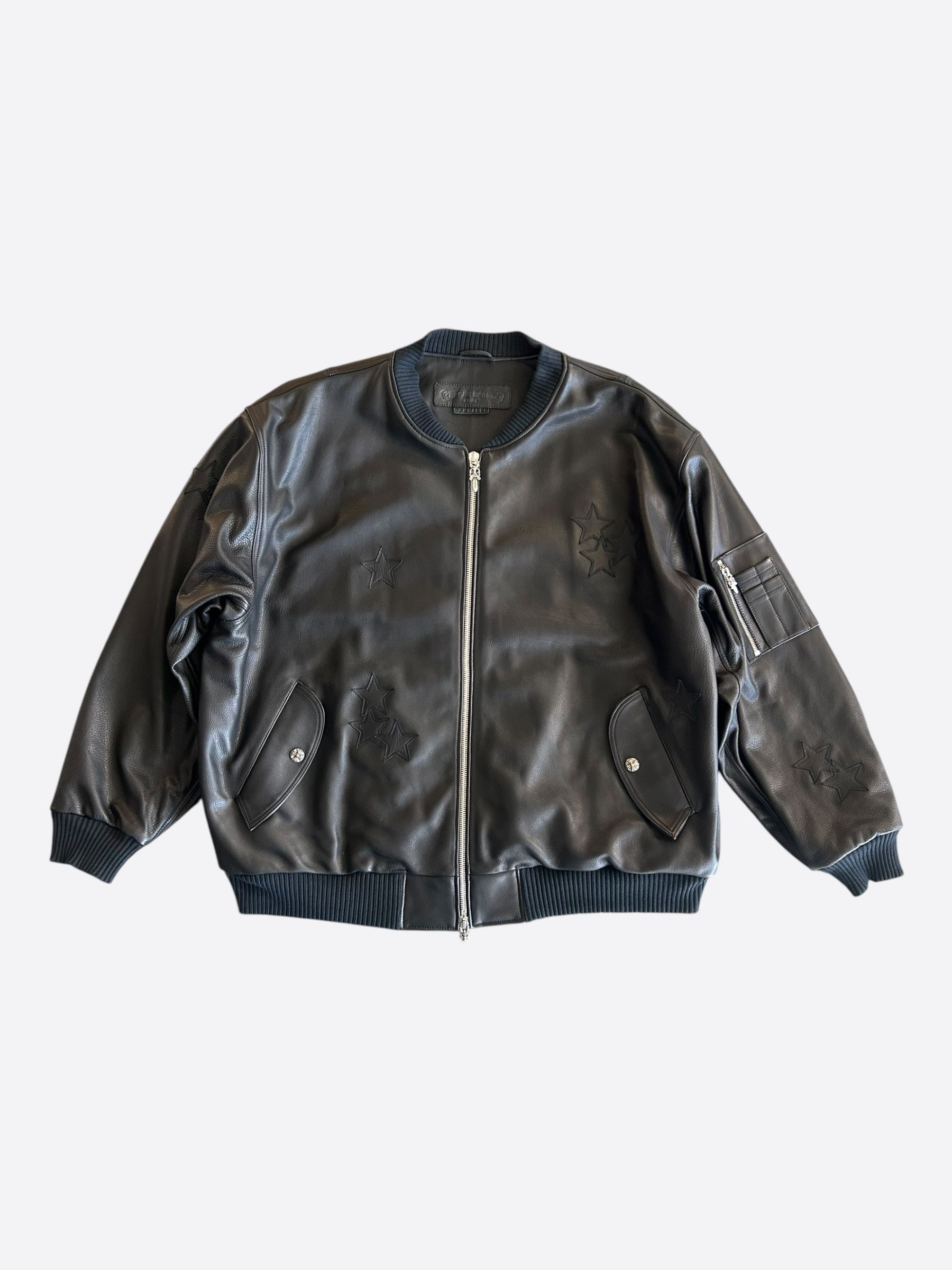 Chrome Hearts Chrome Hearts Black Star Patch Leather Bomber Jacket Size US XXL / EU 58 / 5 - 1 Thumbnail