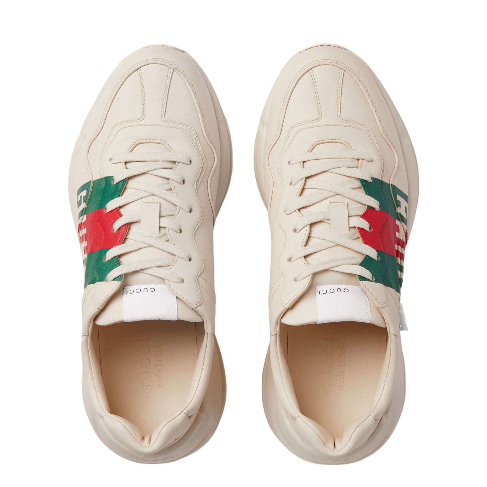 GUCCI RYTHON Ivory Leather Men's Sneakers New And Authentic
