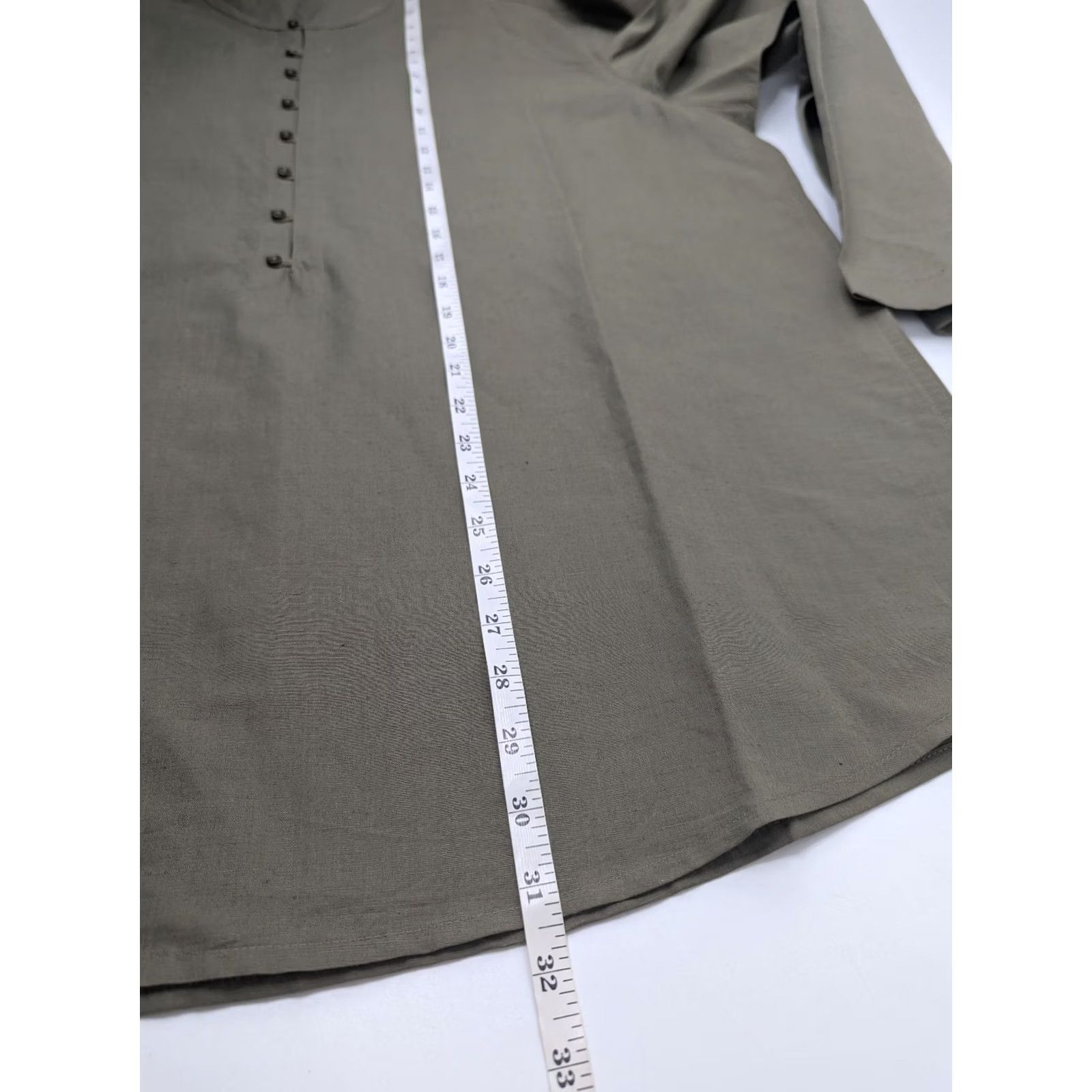 Vintage J. Peterman Shirt Mens Large Grandad Popover Linen Cotton Blend Button Green Button-Up Long Sleeve Casual Vintage: No Size US L / EU 52-54 / 3 - 5 Thumbnail