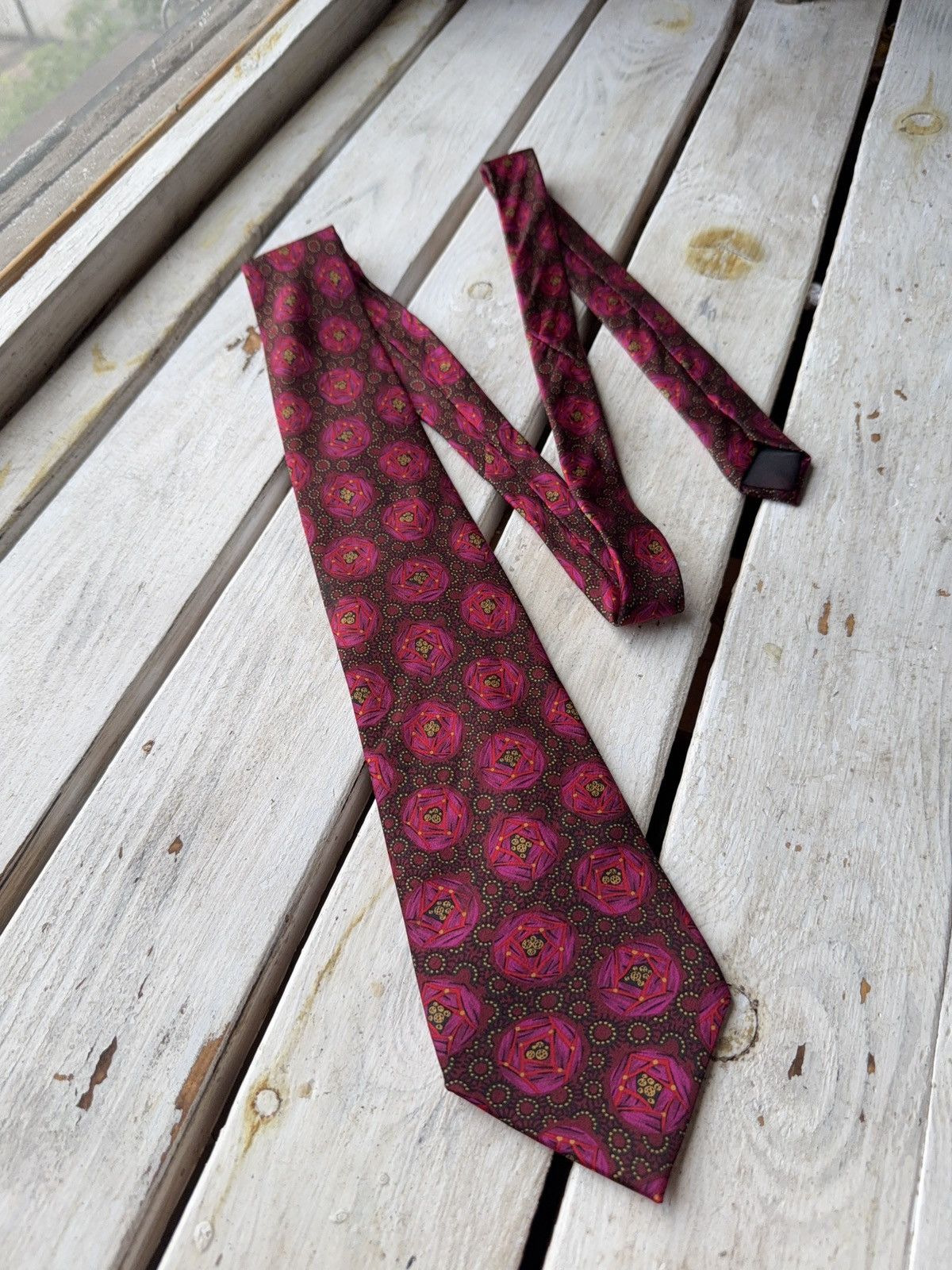 Designer × Lanvin Lanvin Paris Tie Burgundy Red Geometric Silk Made in France Size ONE SIZE - 1 Thumbnail