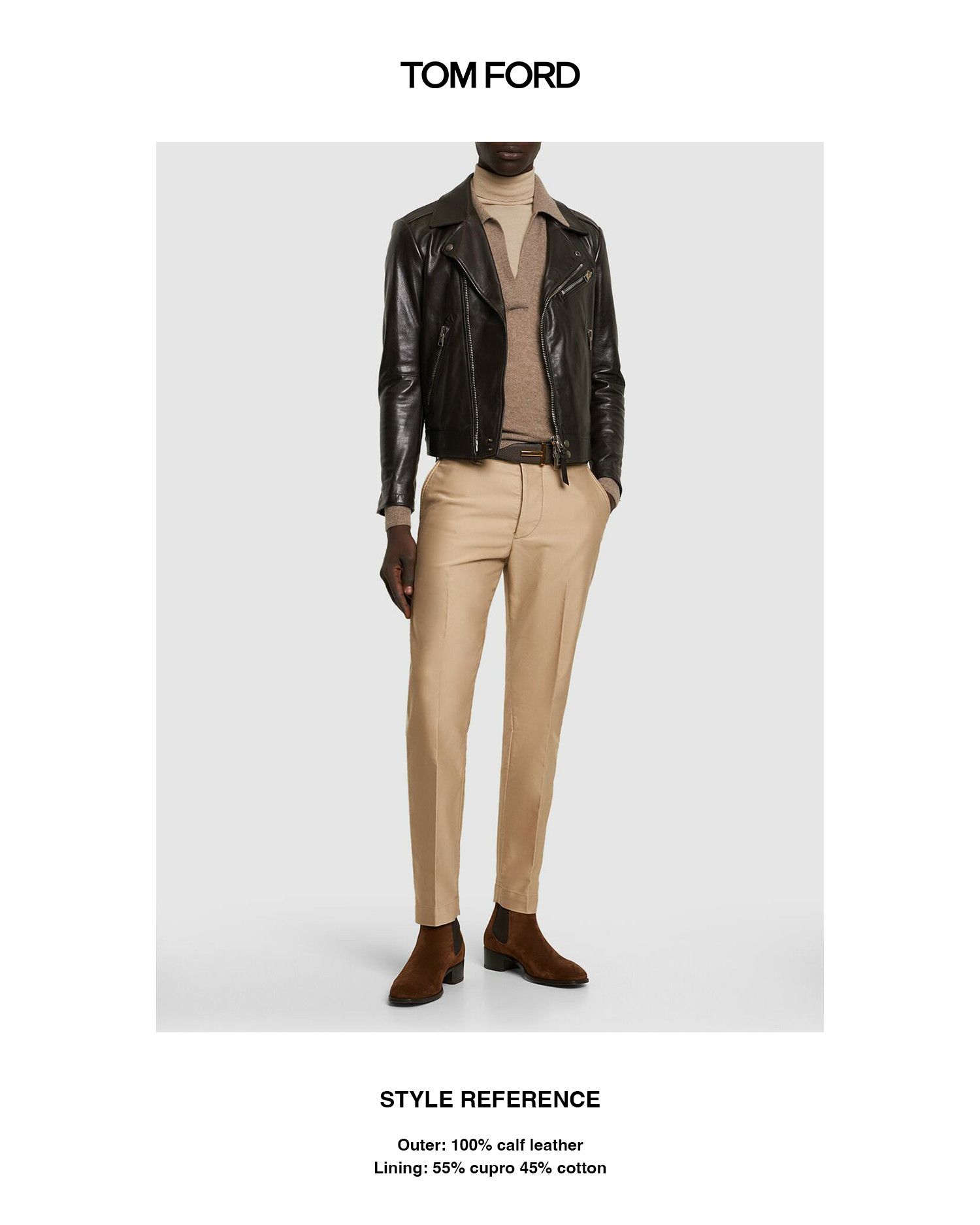 Tom Ford TOM FORD Grain Leather Biker Jacket Brown Size 48 NWT Size US M / EU 48-50 / 2 - 3 Thumbnail