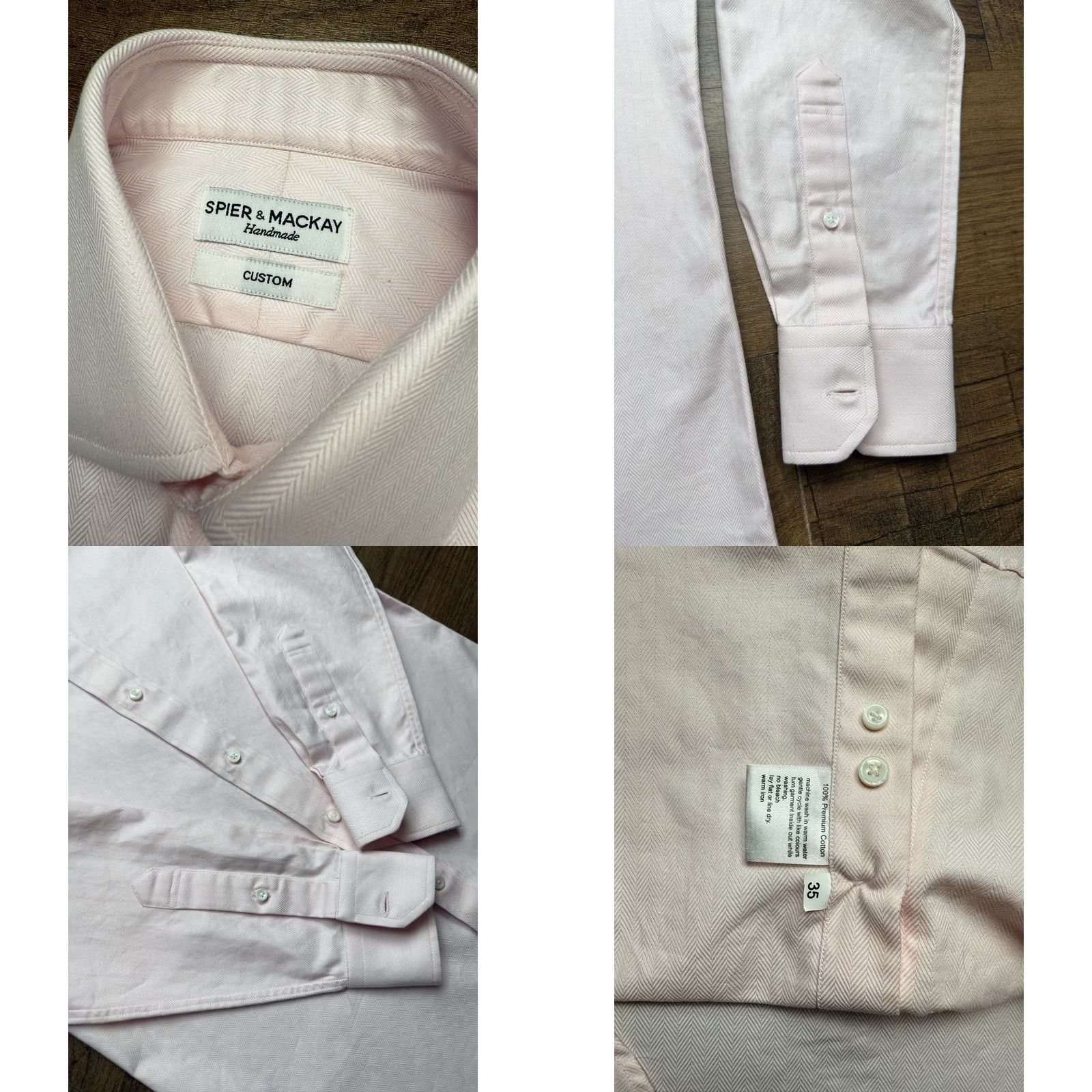 Pinko Spier & Mackay Dress Shirt Oxford Cotton Button Down 16-35 Pink Herringbone Long Sleeve 100% Cotton Mens Regular Size 16 Neck 16 in Size US L / EU 52-54 / 3 - 8 Thumbnail