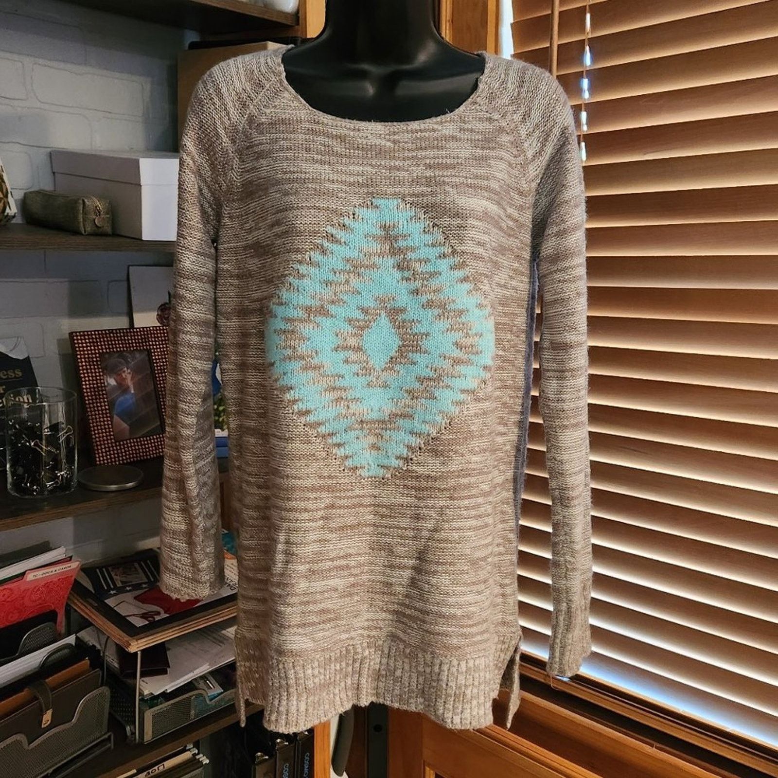 Other Lightweight Aztec, Southwest Patterned Knit Tunic Sweater Size L / US 10 / IT 46 - 1 Thumbnail