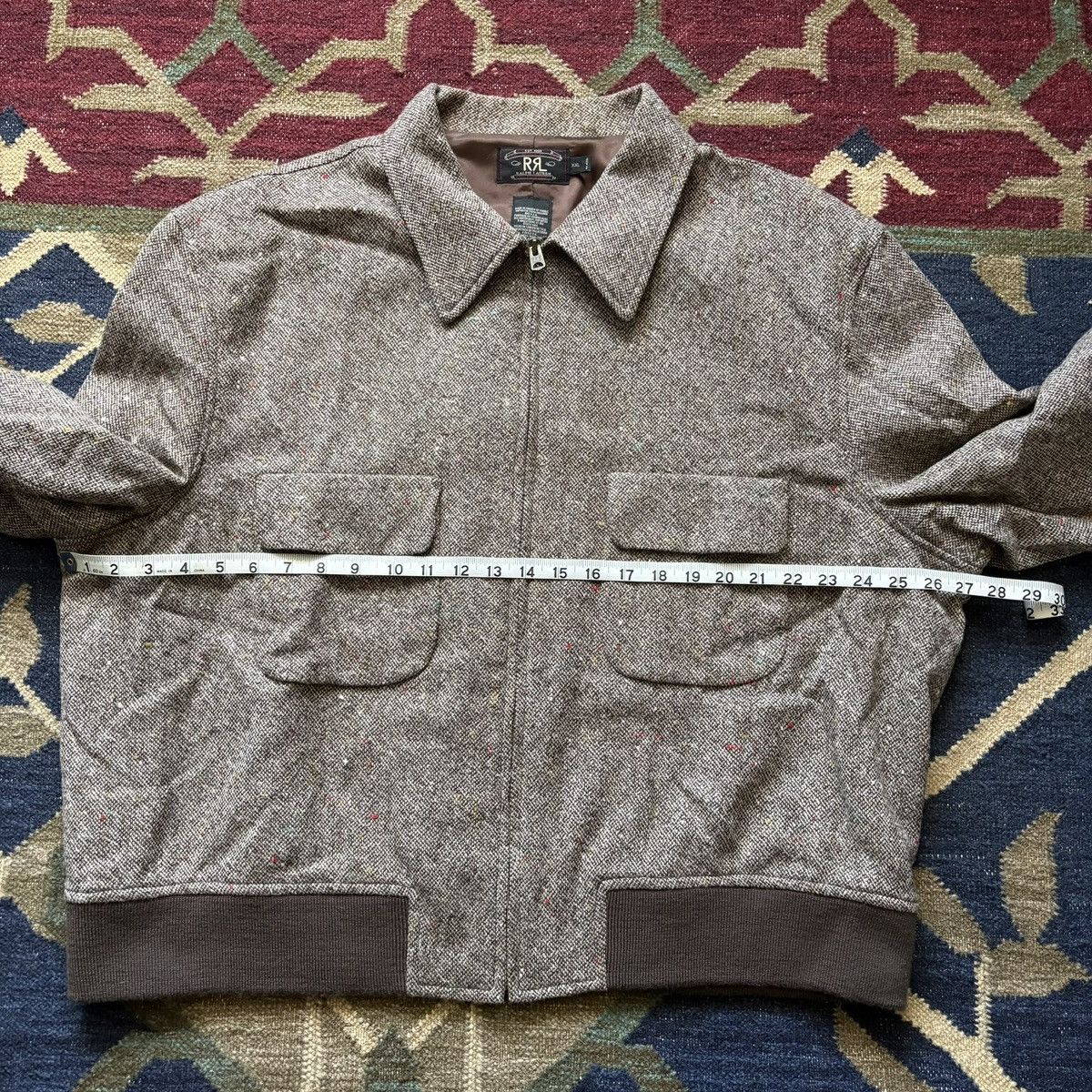 RRL Ralph Lauren Vintage 90s RRL Tweed Speckled Bomber Flap Pocket Boxy Crop Size US XXL / EU 58 / 5 - 11 Thumbnail