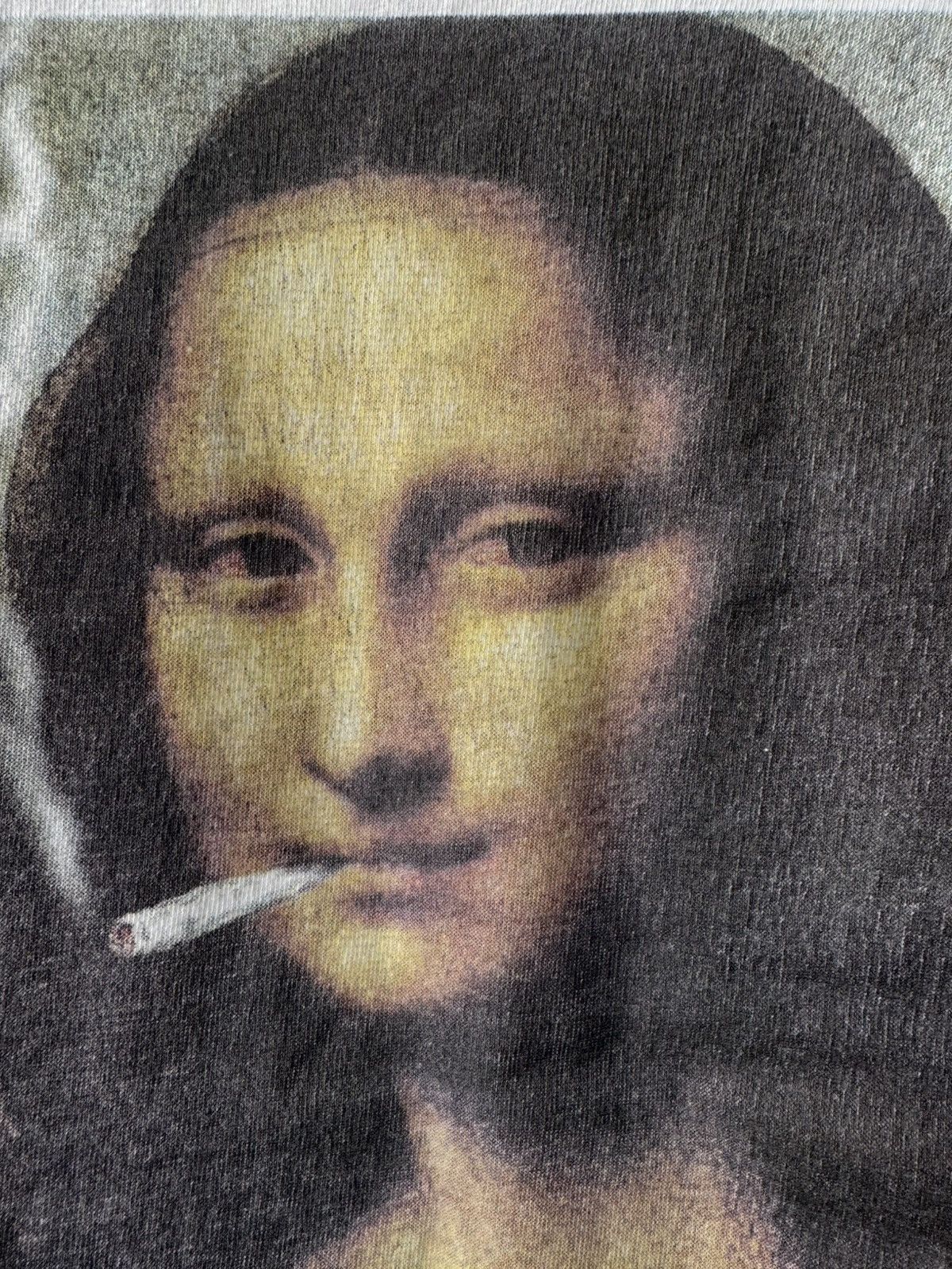 Vintage 90s Stoner Lisa Pop Culture Monalisa Potrait Smoker Shirt Size US L / EU 52-54 / 3 - 4 Thumbnail