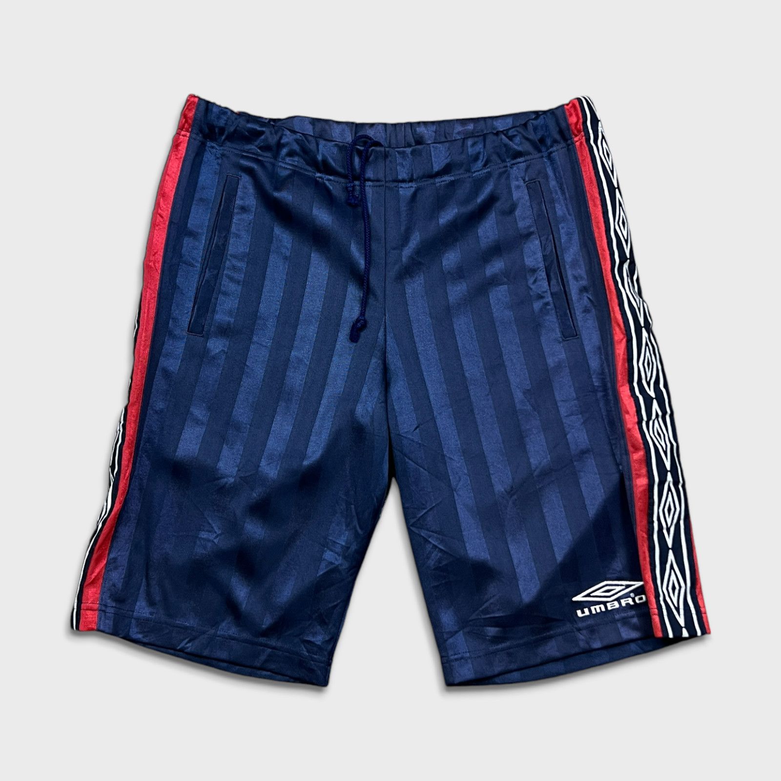 Umbro 90s Vintage à Carreaux Football Short Nylon Satin