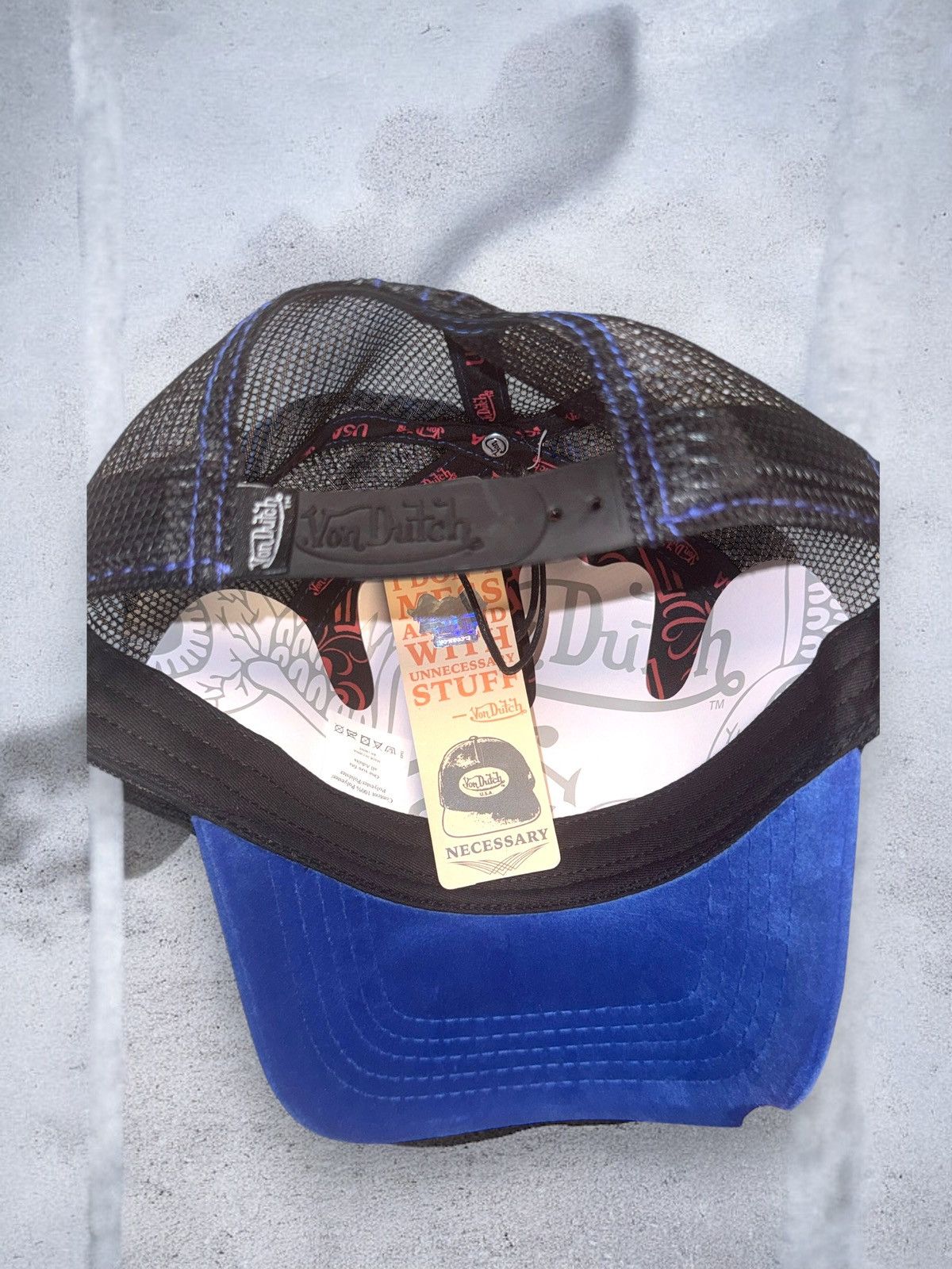 Von Dutch Von Dutch Trucker Hat Blue Velvet Upside Down Embroidered Size ONE SIZE - 7 Thumbnail