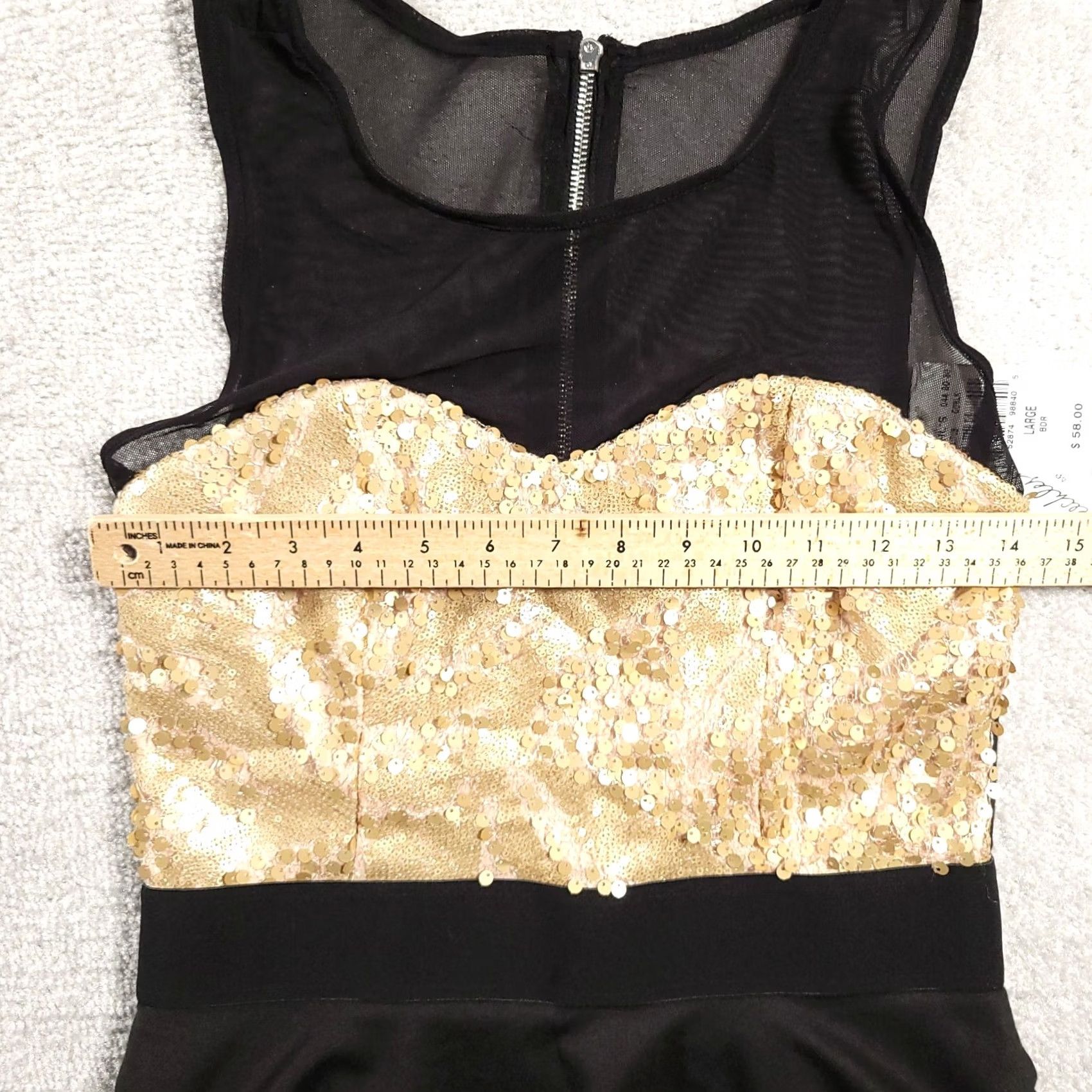 Vintage Speechless Womens Dress Large Black Formal Cocktail Prom Party Sequins Back Zip Dress Sheath Sleeveless Square Neck Short Length Size L / US 10 / IT 46 - 2 Thumbnail