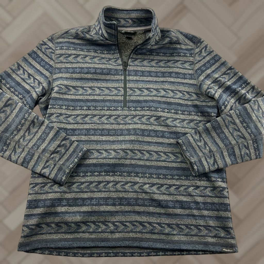 Eddie Bauer Eddie Bauer Fleece Jacket 1/4 Zip Aztec Gray Men's L Size US L / EU 52-54 / 3 - 1 Thumbnail