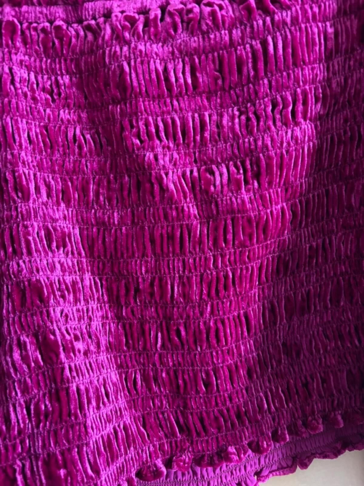 Other Anthropologie Fuschia Crushed Velvet Smocked Top size XL Size L / US 10 / IT 46 - 2 Thumbnail