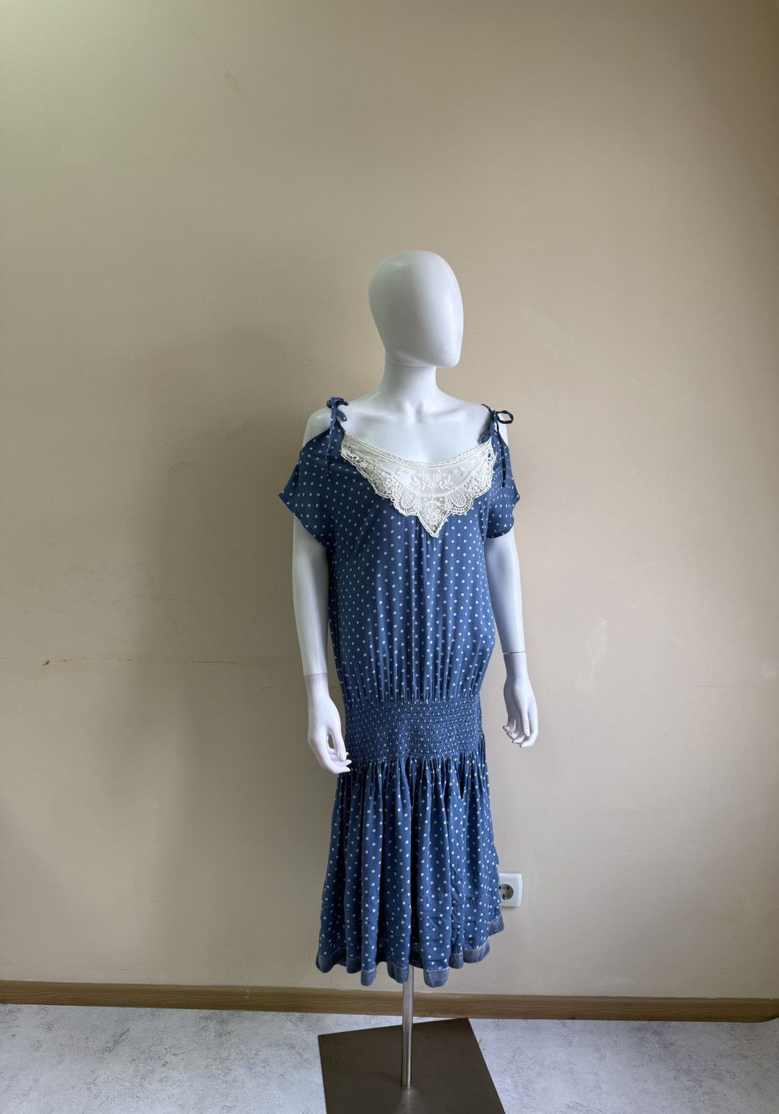 Vintage Ewa I Walla Blue Polka Dot Short Sleeve Midi Dress Size XS Size XS / US 0-2 / IT 36-38 - 2 Thumbnail