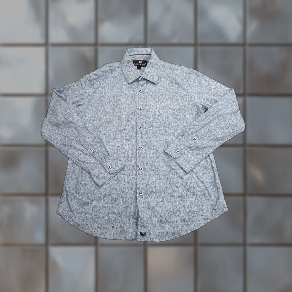 Vintage Buttercloth Shirt Mens Large Blue Slim Preppy Stretch Cotton Button-Up, Long Sleeve, Regular Size, Casual Workwear, Preppy Theme, Mens Size US L / EU 52-54 / 3 - 1 Thumbnail