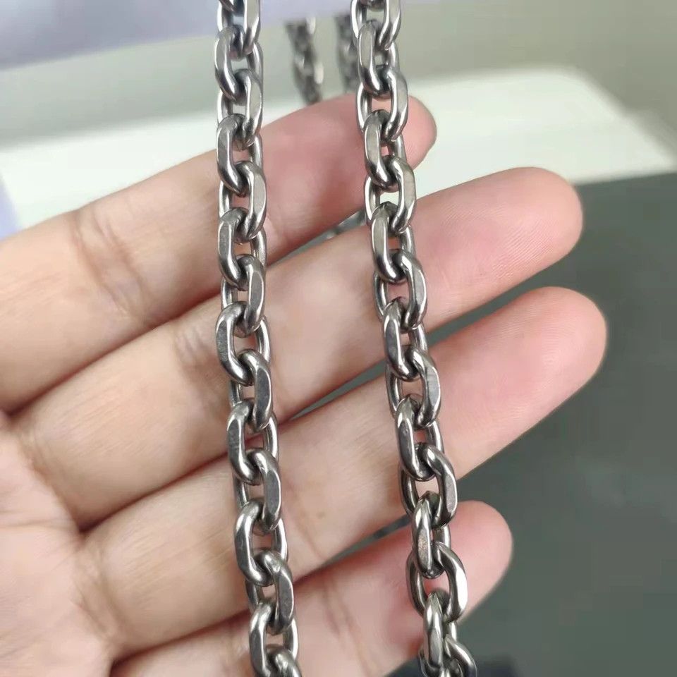 Jewelry Titanium 7mm 0 Shaped Chain Necklace Surface 8 Clasp (65mm) Size ONE SIZE - 4 Thumbnail
