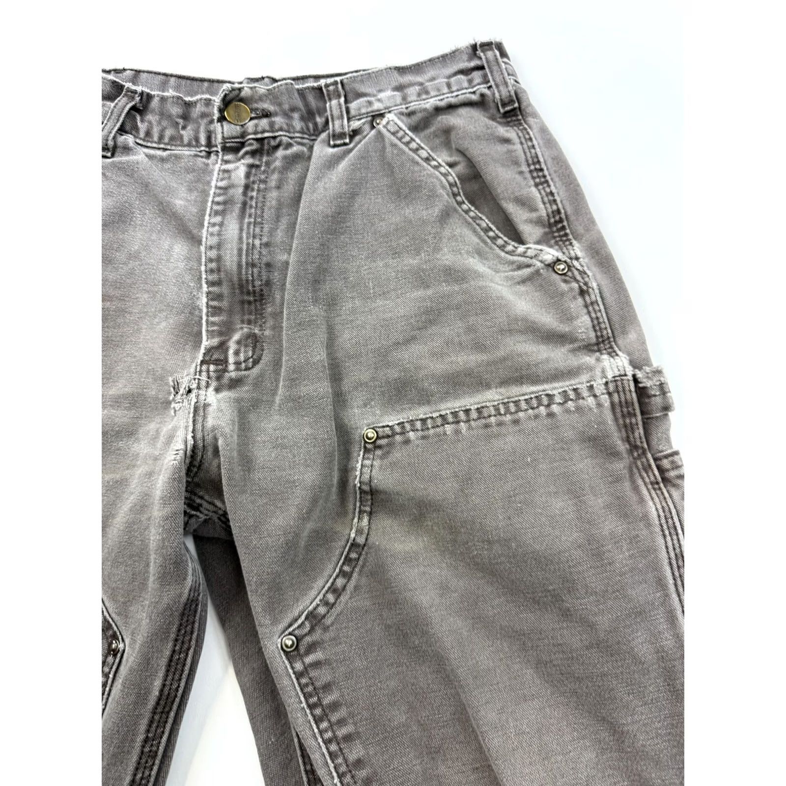 Carhartt Carhartt Pants Mens 32x28 Gray Relaxed Fit Canvas Carpenter Workwear Utility Size US 32 / EU 48 - 5 Thumbnail