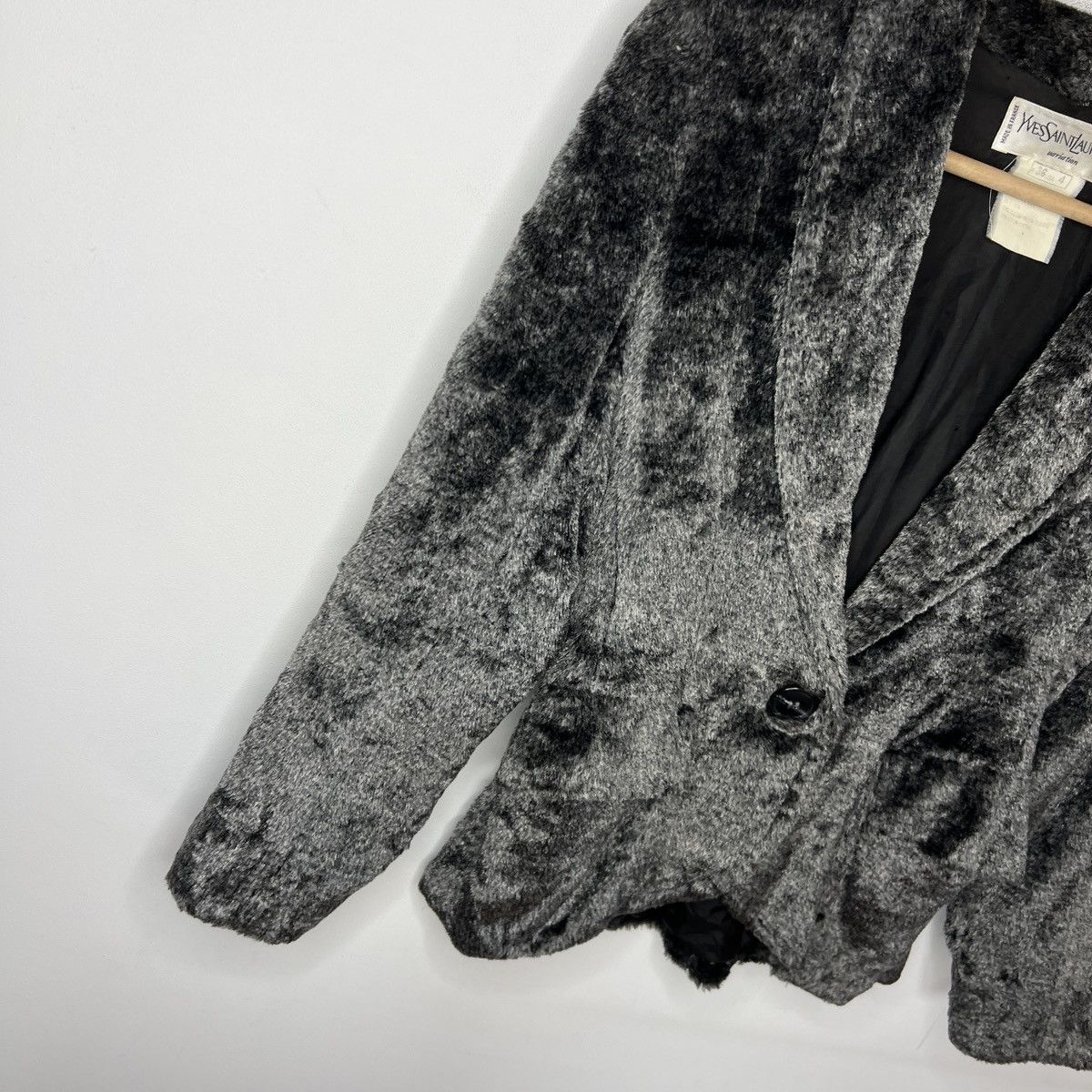 Yves Saint Laurent 🔥VINTAGE YVES SAINT LAURENT PARIS FAUX FUR BLAZER JACKET Size S / US 4 / IT 40 - 3 Thumbnail