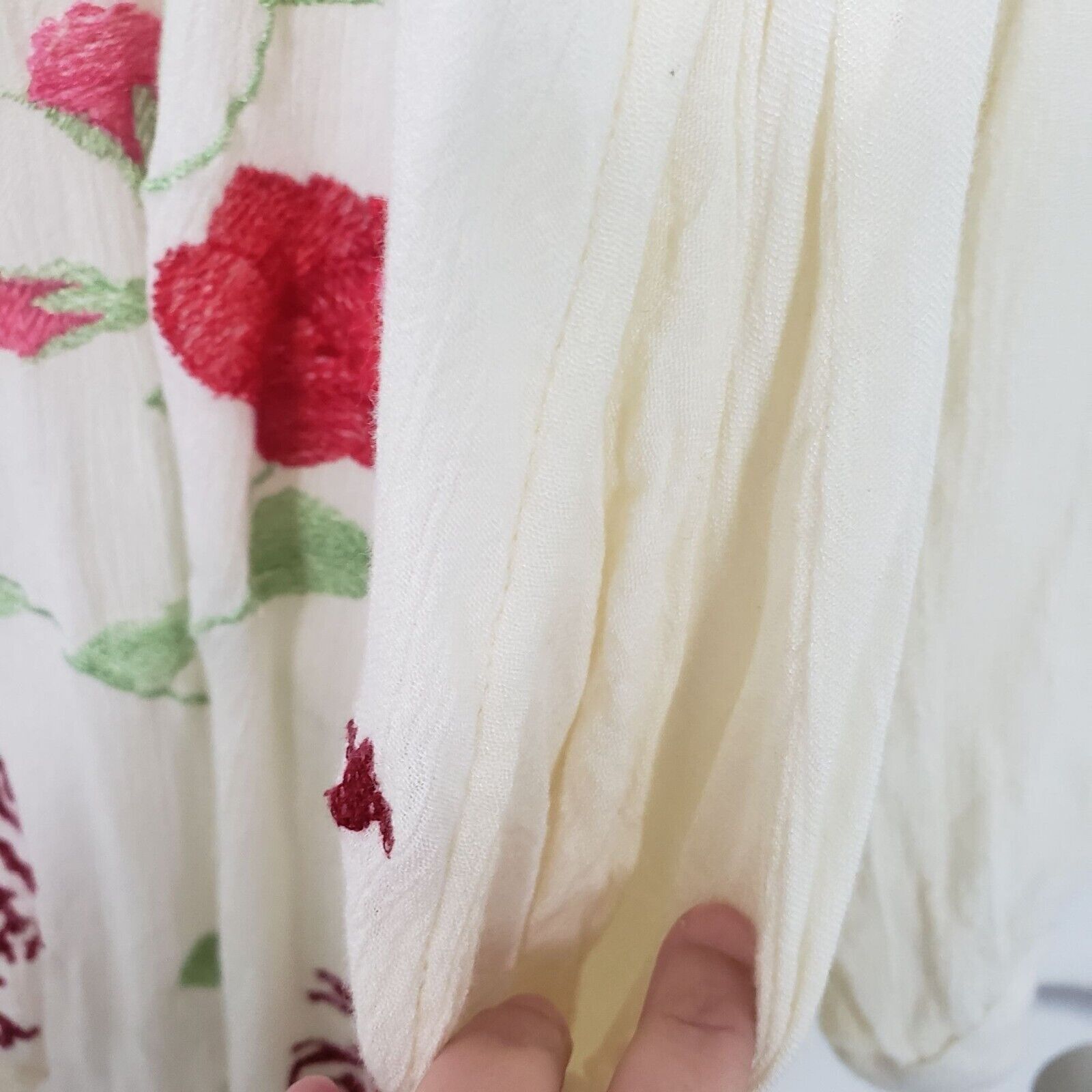 Designer Velzera Embroidered Floral Tunic Womens Size 2XL White Boho Size XXL / US 16-18 / IT 52-54 - 3 Thumbnail