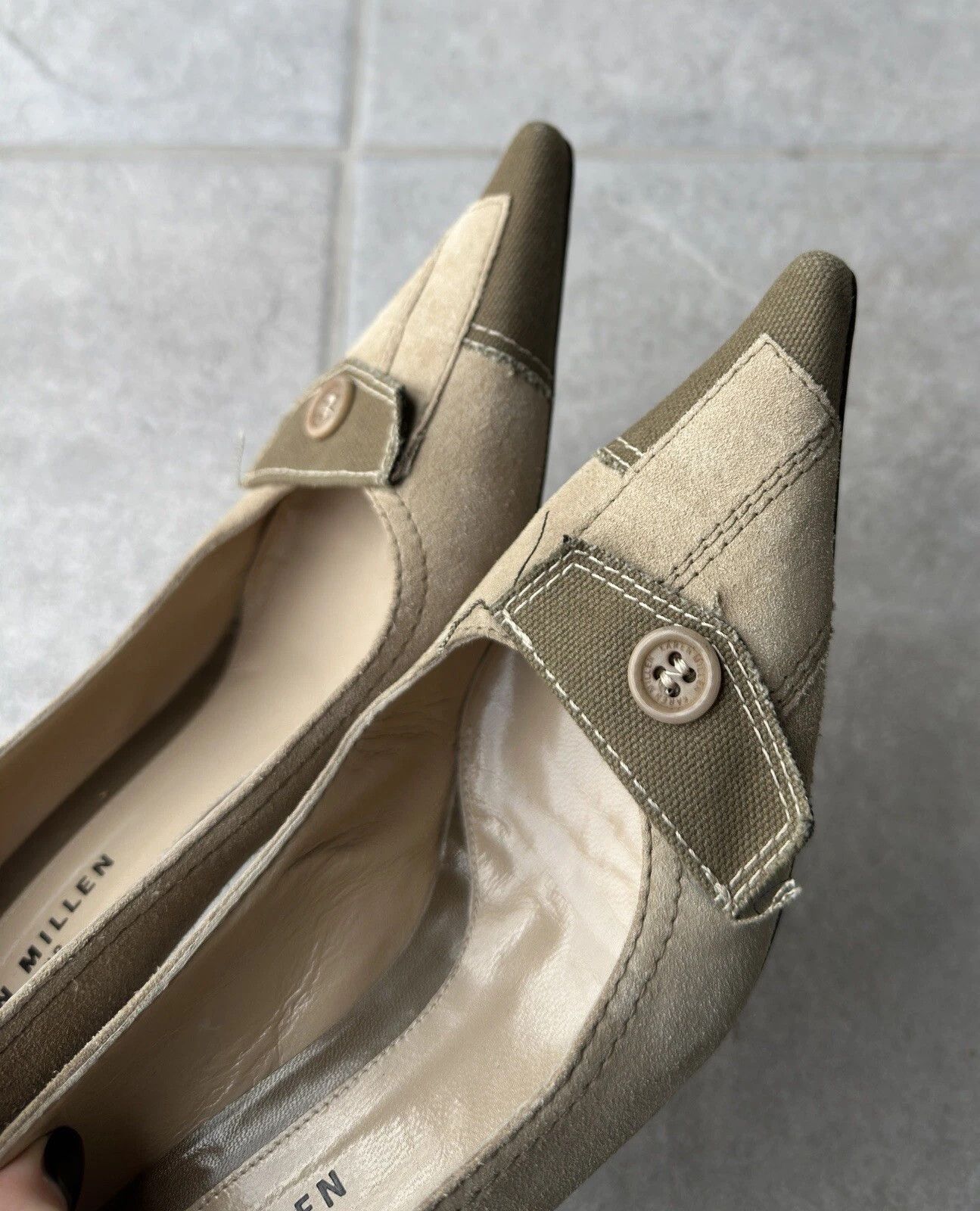 Karen Millen Vintage Karen Millen Leather Denim y2k Heels Kitten Shoes Size US 6 / IT 36 - 4 Thumbnail