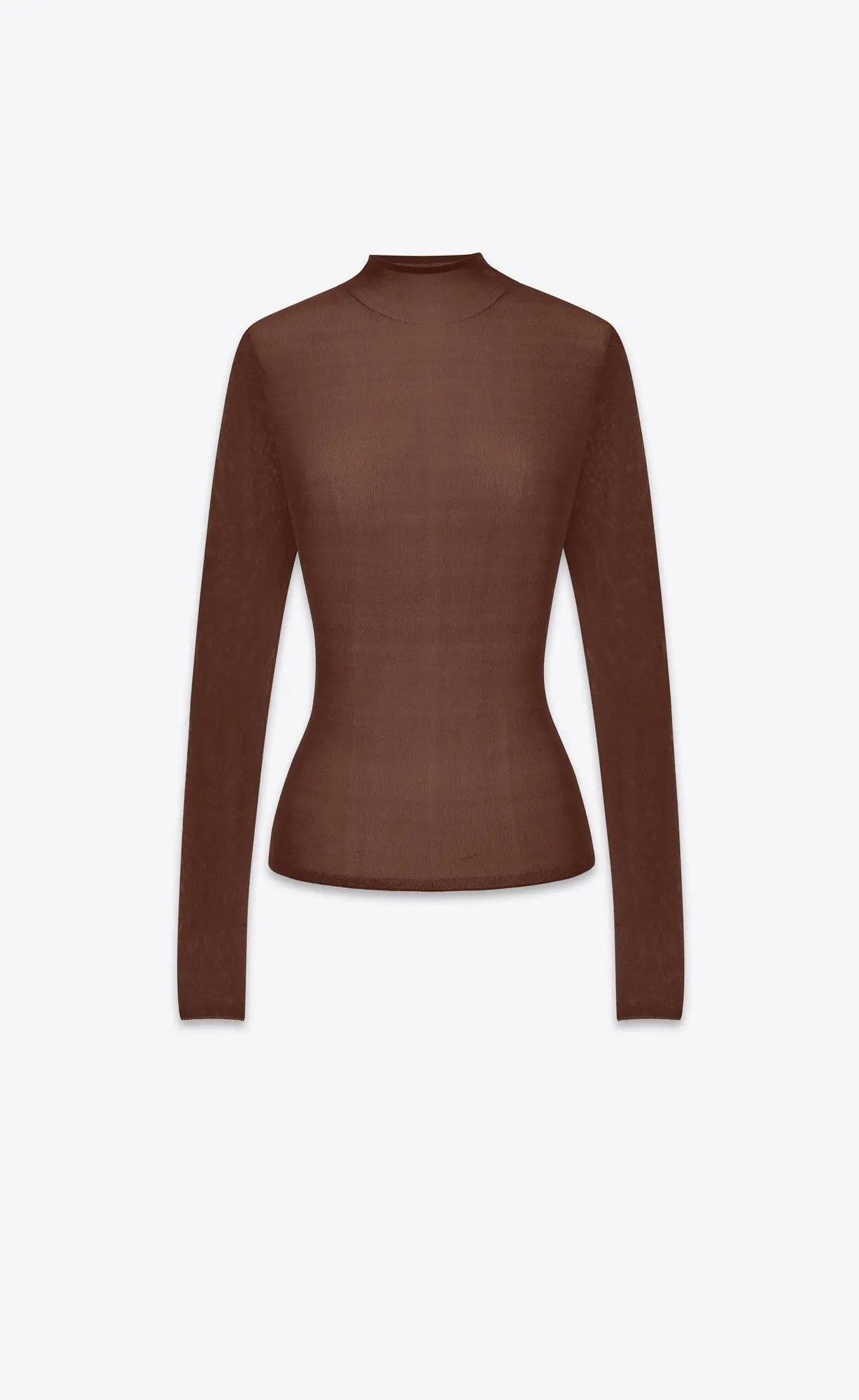 Saint Laurent Paris o1s1wg111124 High Neck Top In Silk Sweater in Brown Size M / US 6-8 / IT 42-44 - 1 Thumbnail
