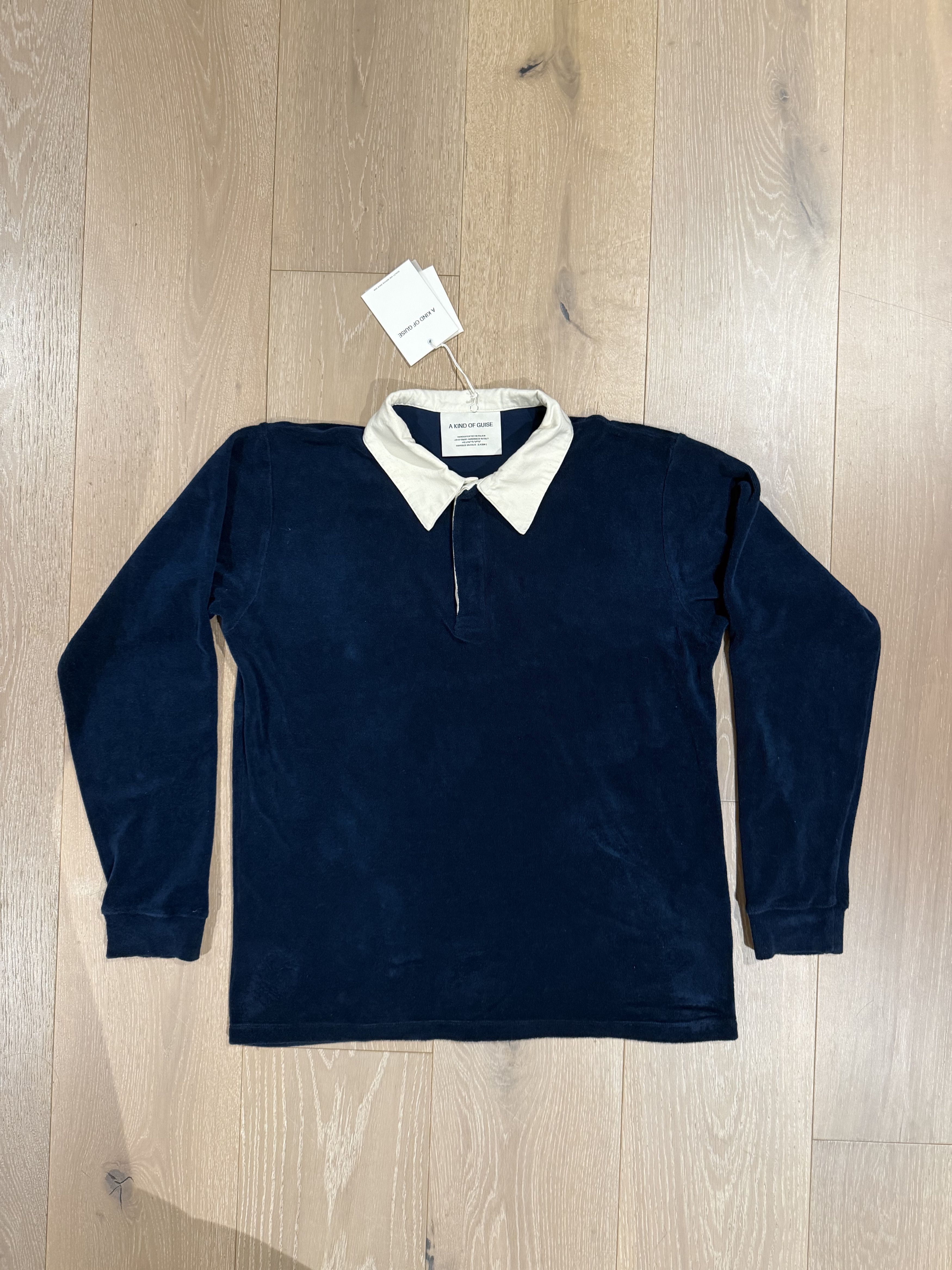 A Kind Of Guise 💚 AW23 A Kind of Guise Rayk Rugby Shirt Petrol Velvet NEW Size US M / EU 48-50 / 2 - 6 Thumbnail