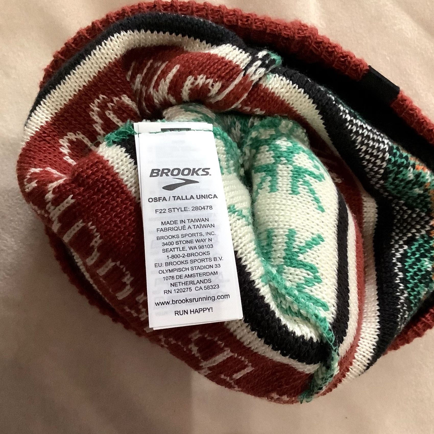 Brooks Brooks Running Beanie Lined Knit Maroon Multicolor Women Size ONE SIZE - 4 Thumbnail