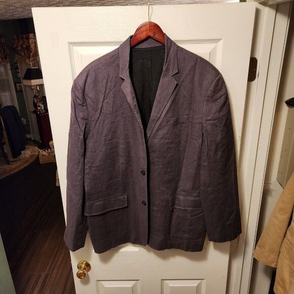 Kenneth Cole Kenneth Cole men's gray 100%linen sport coat blazer 46R Size 46R - 2 Thumbnail