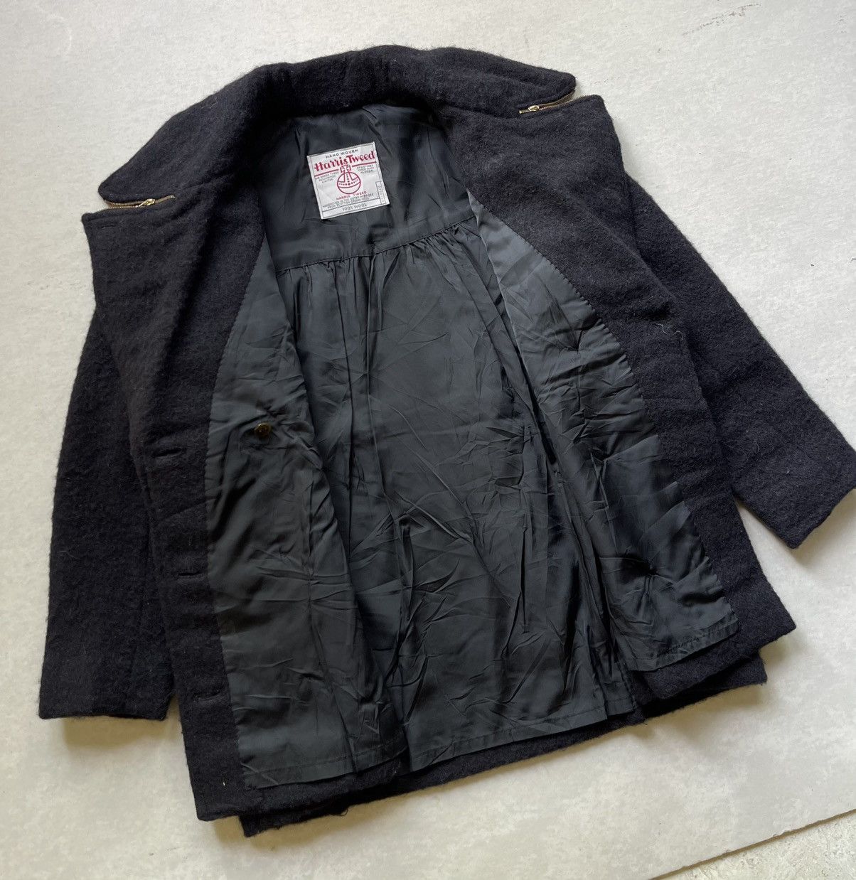 Harris Tweed 🔥Vtg Harris Tweed Women's Wool Double Breasted Zipper Coat Size L / US 10 / IT 46 - 7 Thumbnail