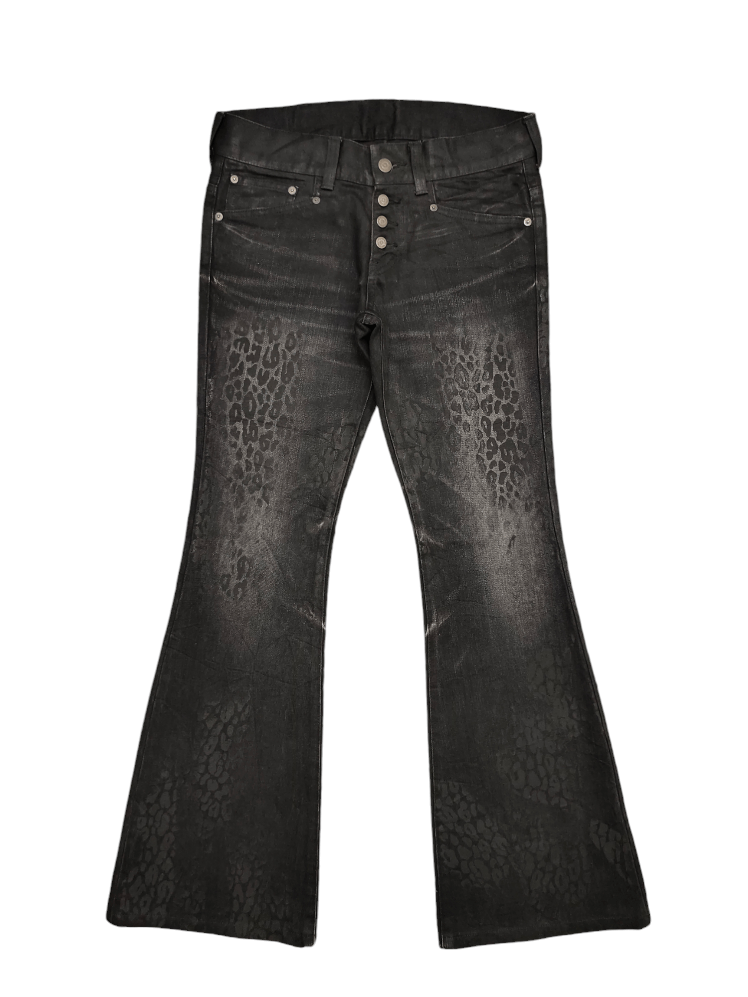 Flare Jeans Tornado Mart Japan Waxed Leopard Denim Bootcut - Bottoms