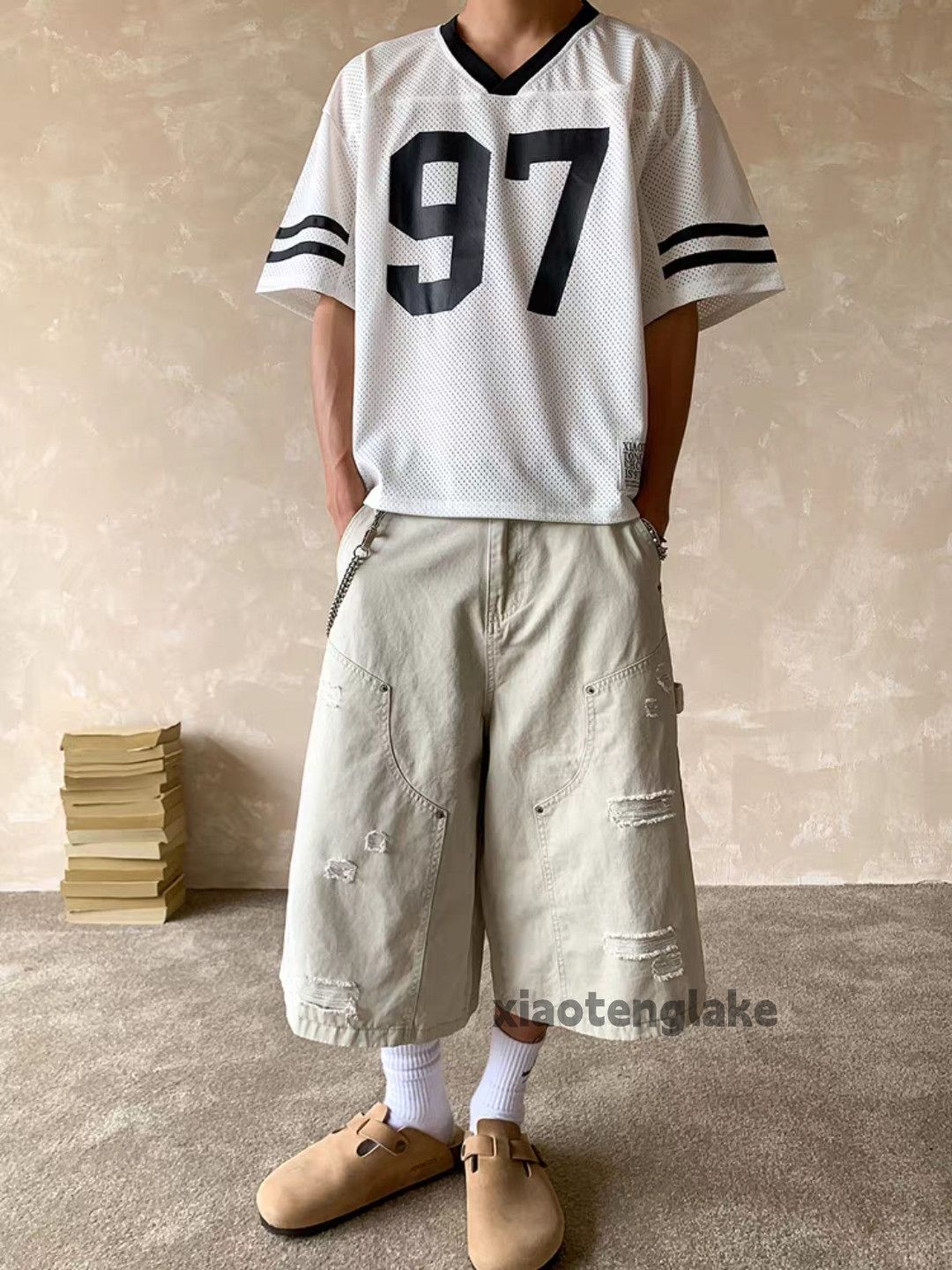 Unisex outdoor utility punk hiphop Carpenter cargo shorts