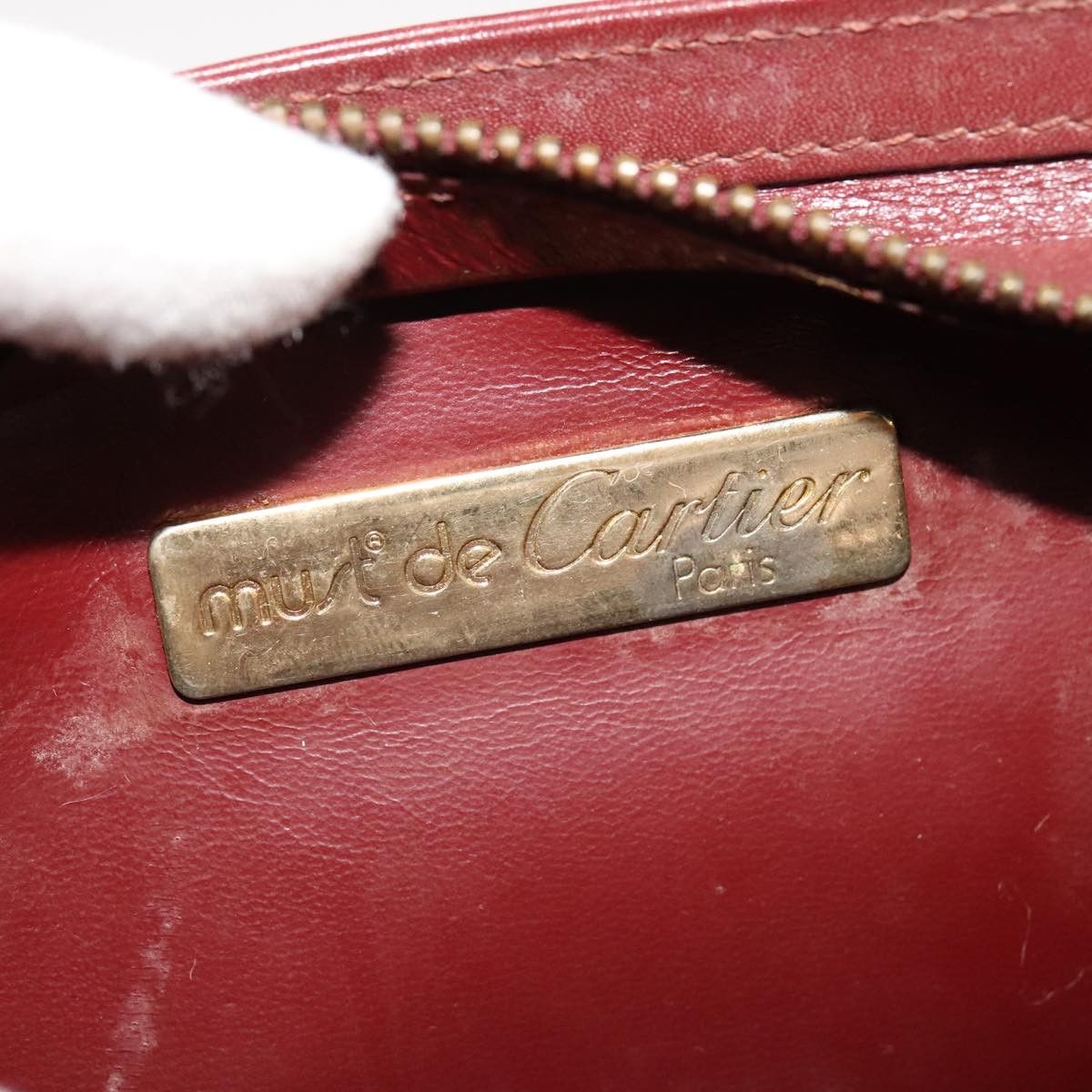 Cartier Cartier Clutch Bag Leather Wine Red Size ONE SIZE - 10 Thumbnail