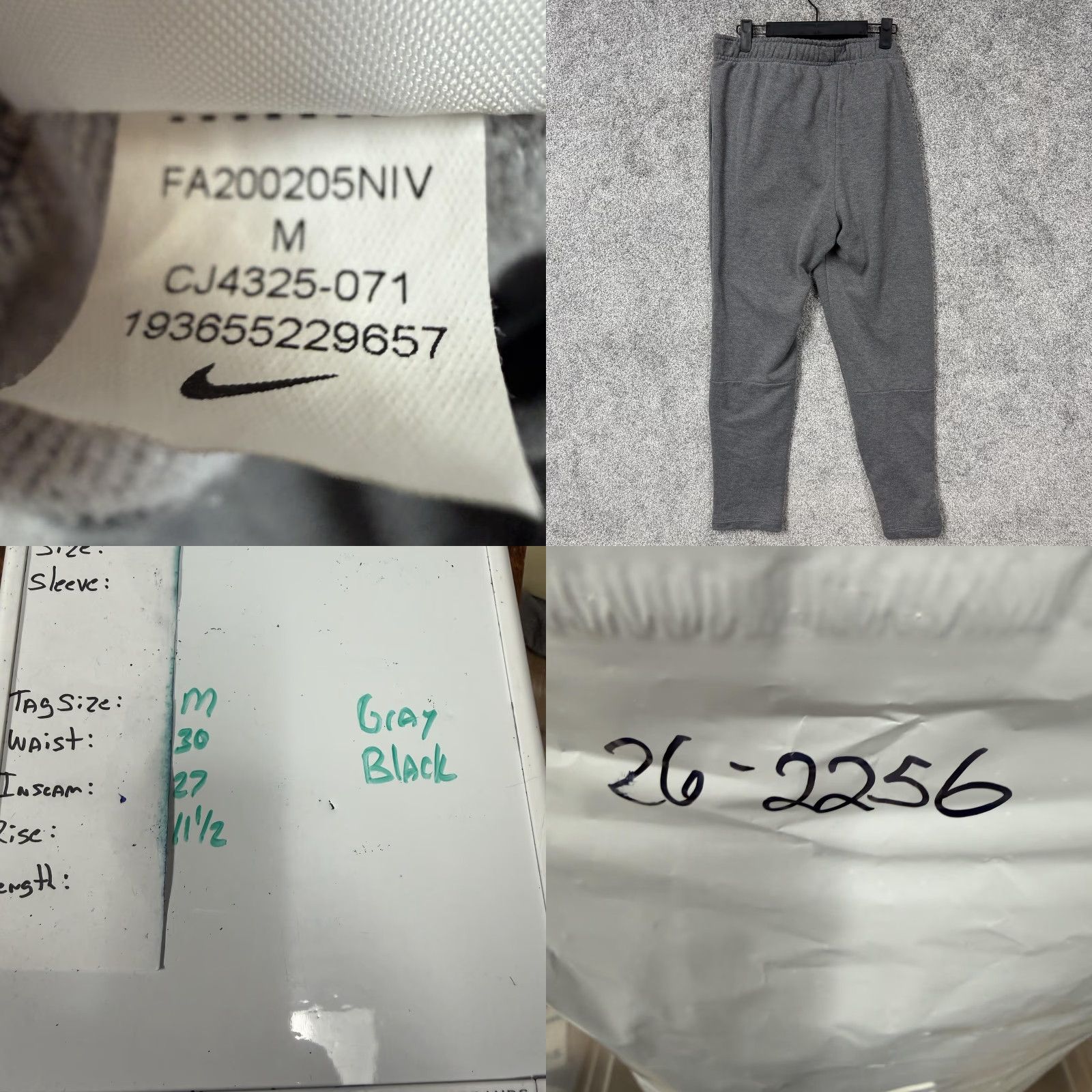 Nike Nike Dri-Fit Pants Men M 30x27 Charcoal Heather Black Fleece Training Sweatpants Pockets Jogging Size US 31 - 8 Thumbnail