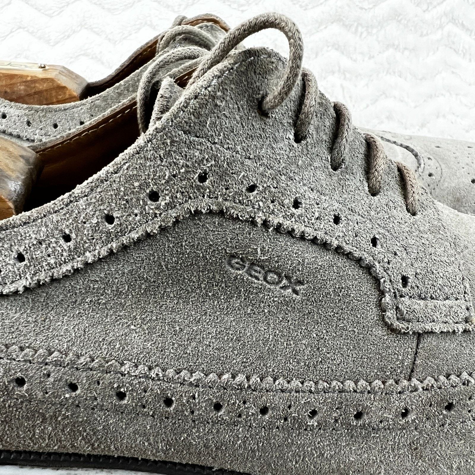 Geox Geox Mens Winfred Suede Shoes Gray Wingtip Brogues 42 US 9 Size US 9 / EU 42 - 4 Thumbnail