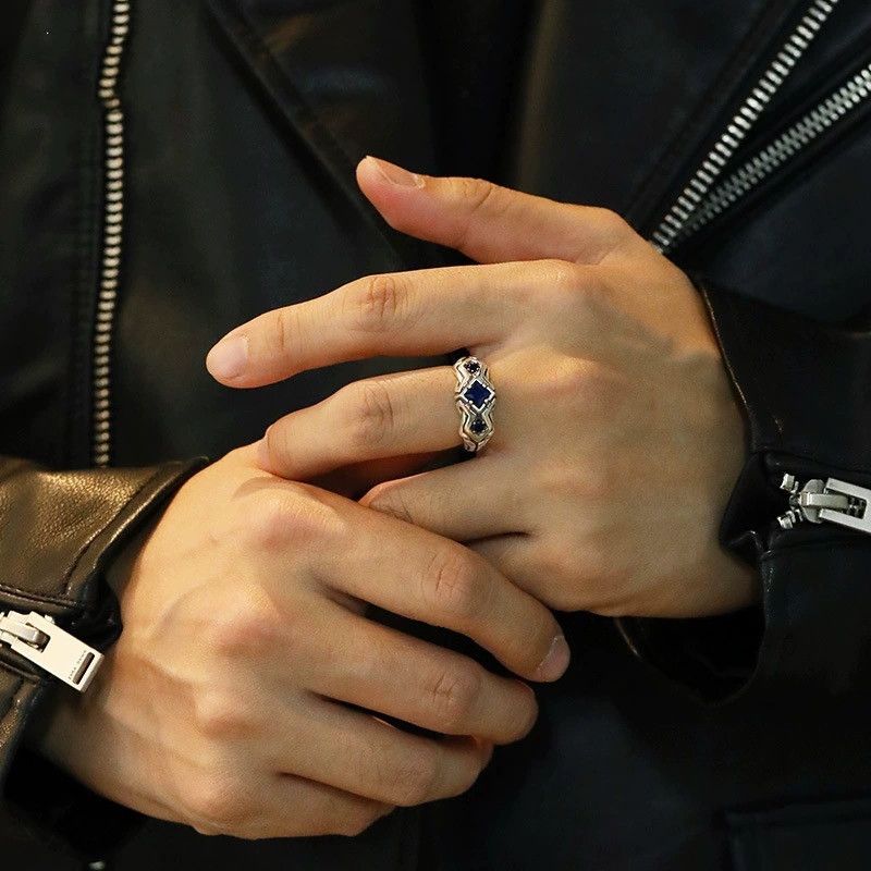 VIBE Men's Vintage Open Sapphire Ring Size ONE SIZE - 4 Thumbnail