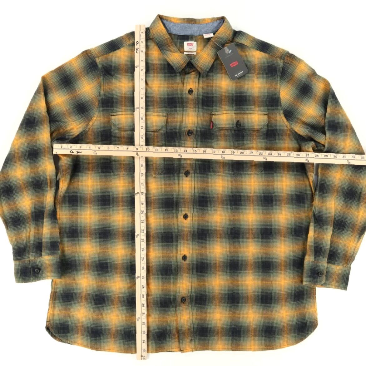 Vintage Levis The Worker Flannel Cotton Plaid Button Up Shirt Orange Men's 3XLT Size US XXL / EU 58 / 5 - 3 Thumbnail