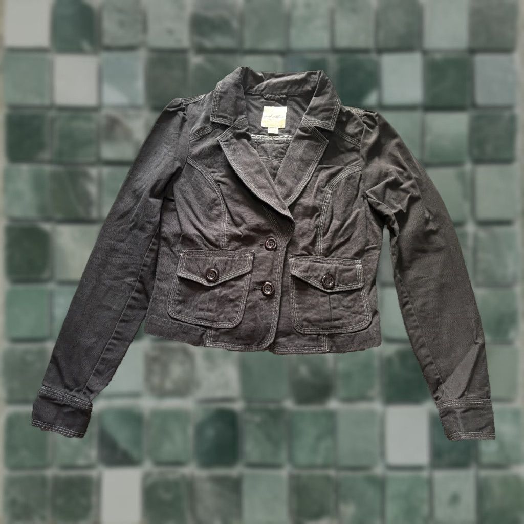 Anchor Blue Anchor Blue Denim Jacket Juniors Medium Black Y2K Chore Jacket with Pockets Shirt Adult? No. Size M / US 6-8 / IT 42-44 - 1 Thumbnail