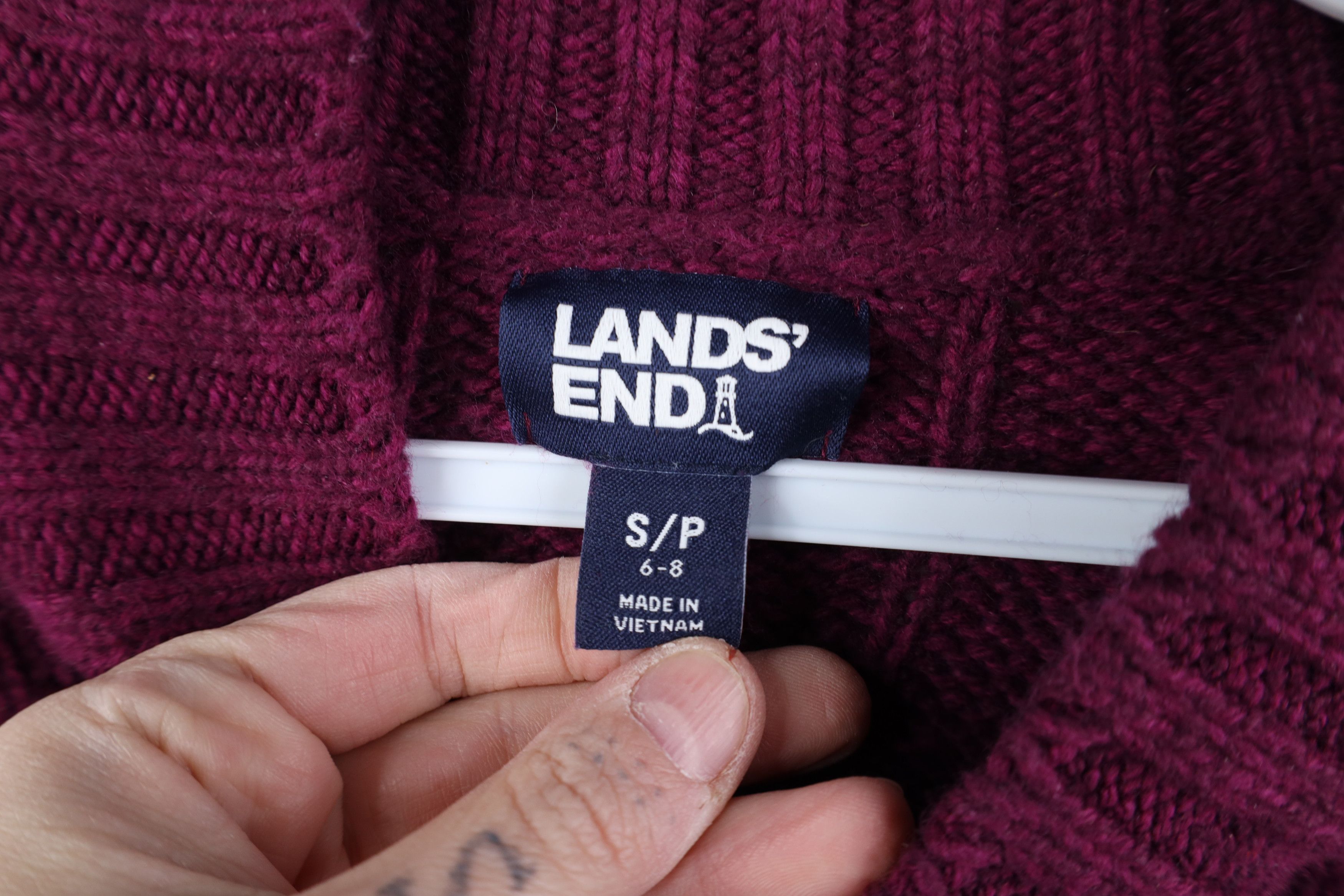 Lands' End Vintage Lands End Fisherman Chunky Cable Mock Neck Sweater Size S / US 4 / IT 40 - 4 Thumbnail