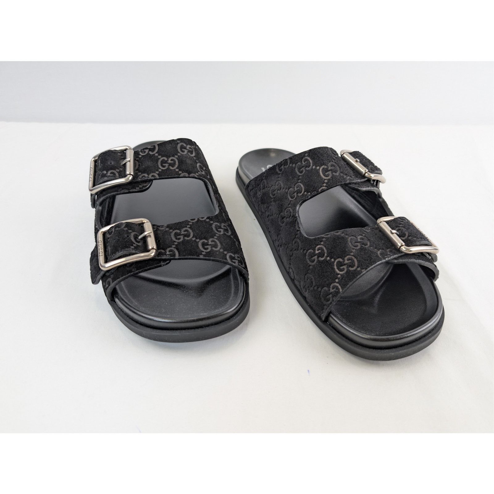 Gucci o1rshd1 GG Suede Slide Sandals in Black Size US 11.5 / EU 44-45 - 6 Thumbnail