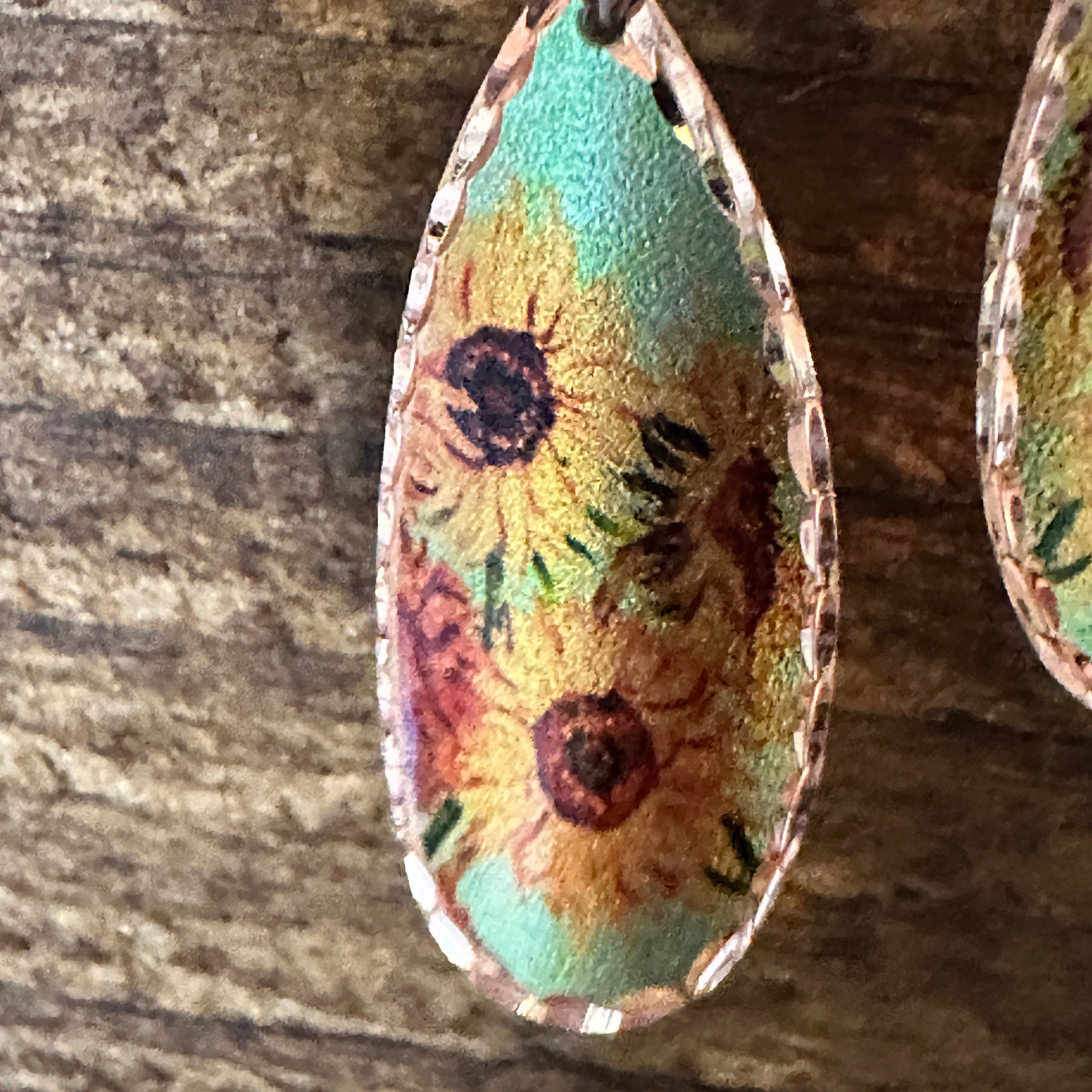 Other Handmade Boho Copper Earrings, Diamond Cut Van Gogh Sunflowe Size ONE SIZE - 4 Thumbnail