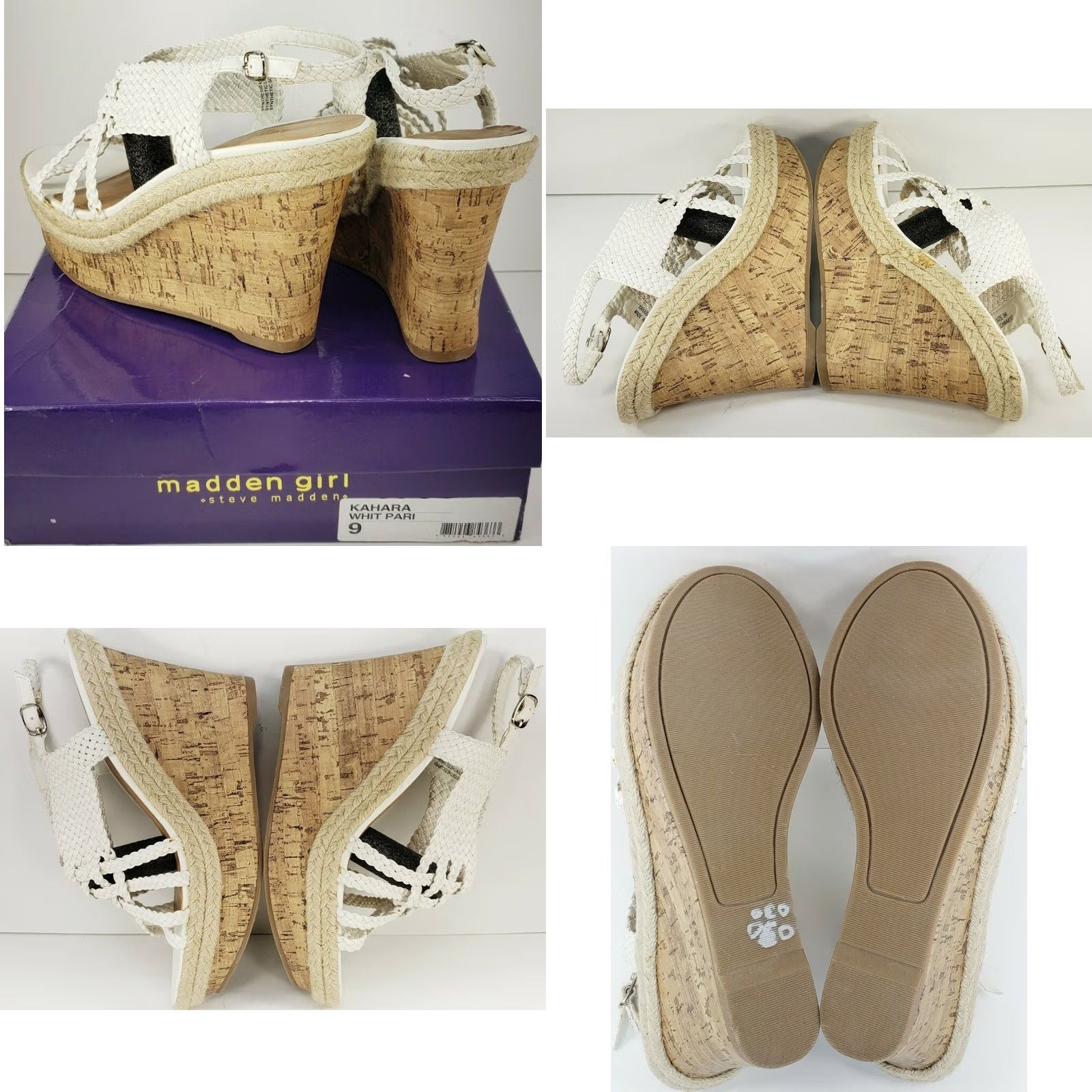 Vintage MADDEN GIRL Kahara Wedge Sandal Women’s Size 9M White New with Box Buckle Ankle Strap Comfort Size US 9 / IT 39 - 8 Thumbnail