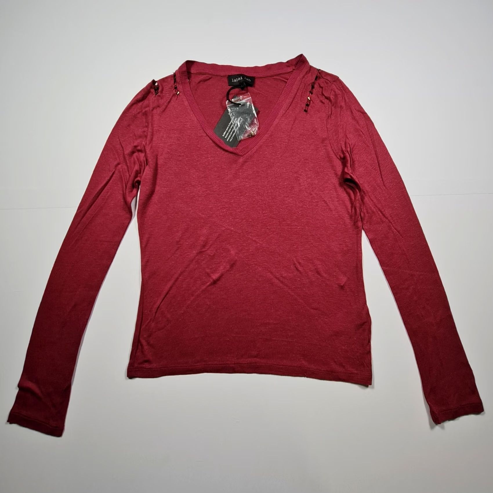 Vintage Label Lab Womens T Shirt Pink Long Sleeve V-Neck Marnie Top UK6 Size M / US 6-8 / IT 42-44 - 2 Thumbnail