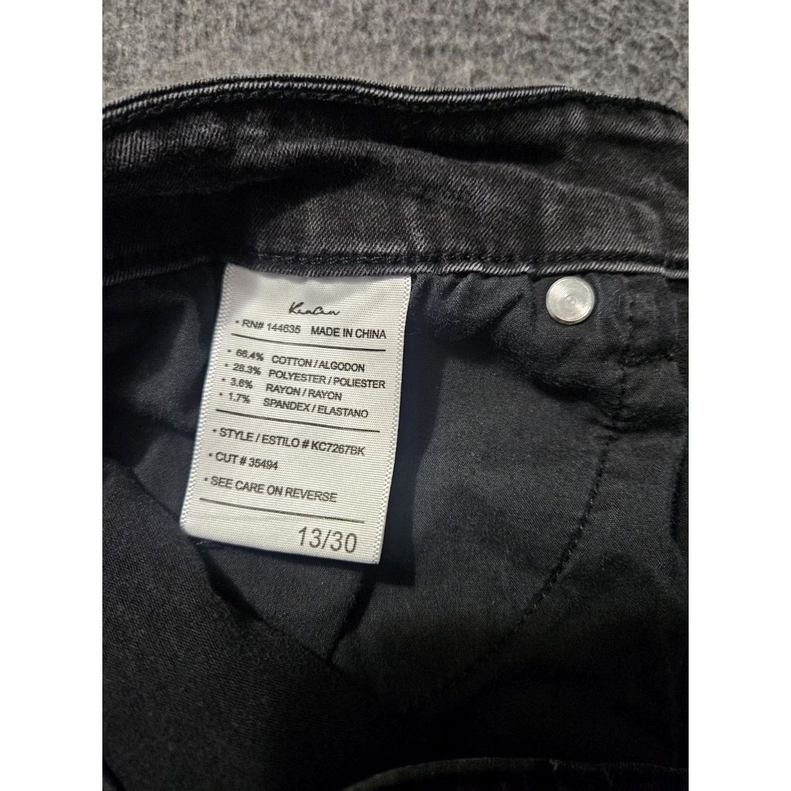 Vintage Kancan Skinny Crop Jeans Women's 13/30 Black Mid Rise Stretch Frayed Hem Preppy City Denim Jeans Womens Size 34" / US 12 / IT 48 - 3 Thumbnail