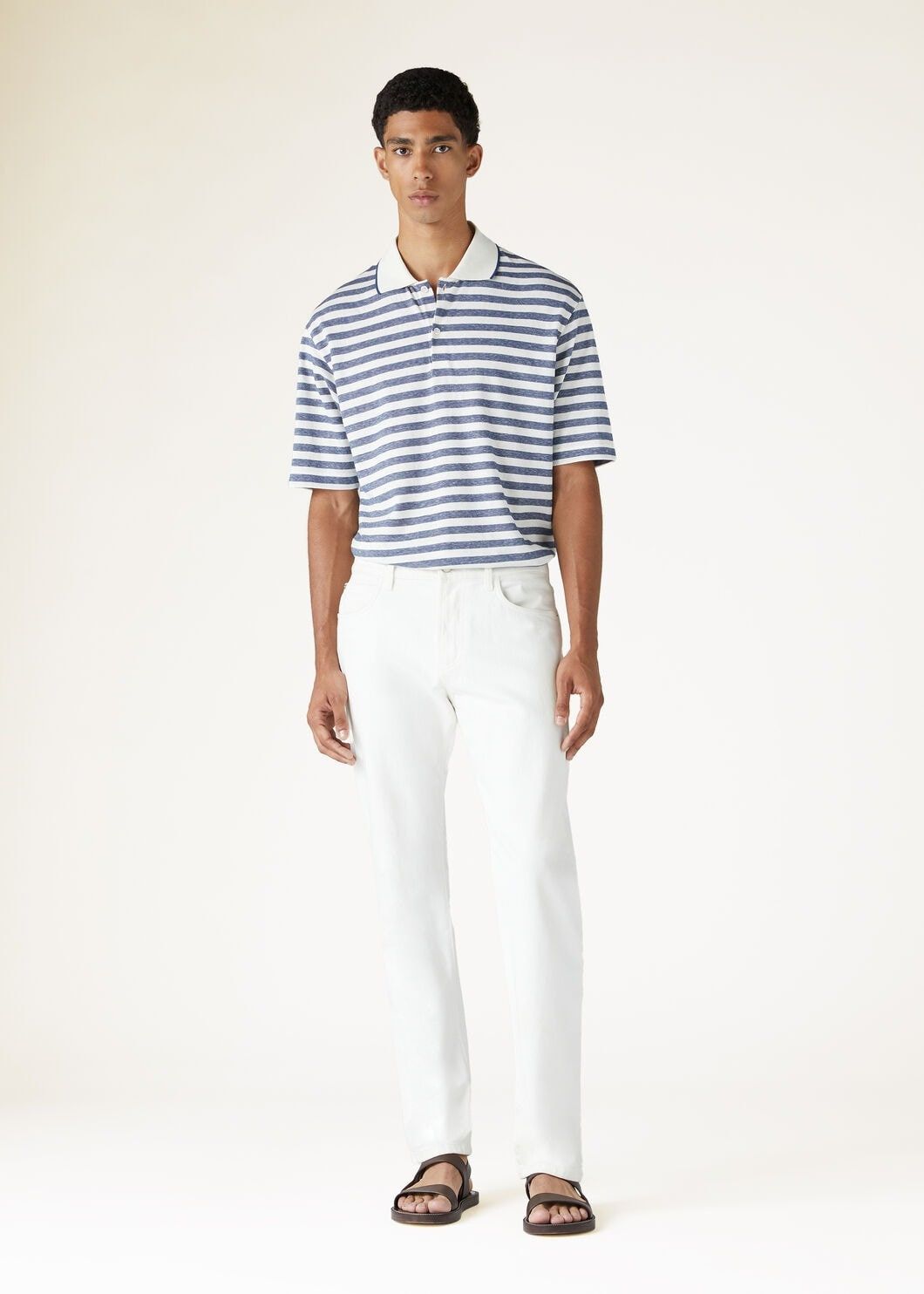 Loro Piana o1w1db10125 FAN8052 Kuroshio Polo Shirt in Blue & White Size US M / EU 48-50 / 2 - 4 Thumbnail