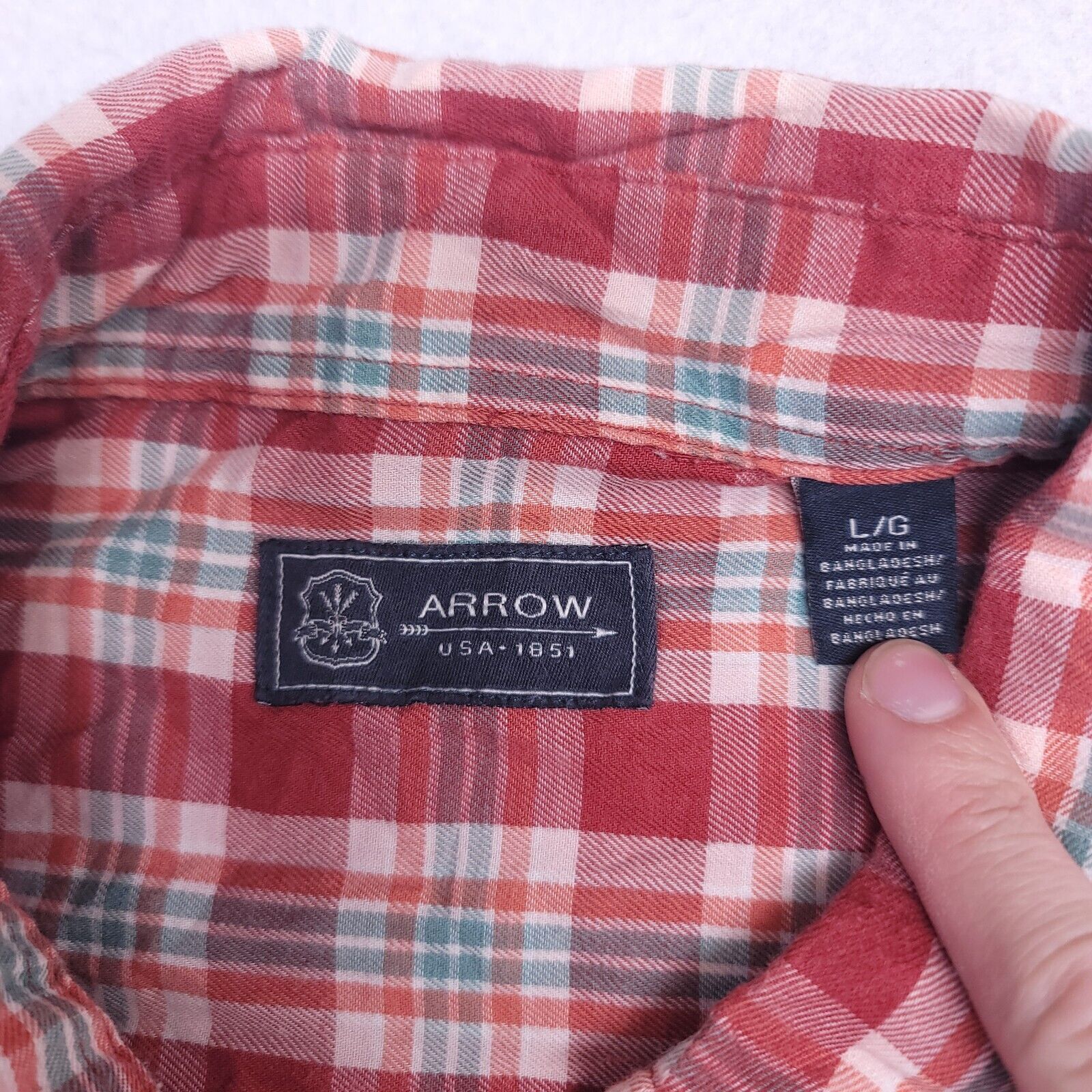 Arrow Arrow Tartan Flannel Casual Shirt Mens Size Large L Red Blue Size US L / EU 52-54 / 3 - 3 Thumbnail
