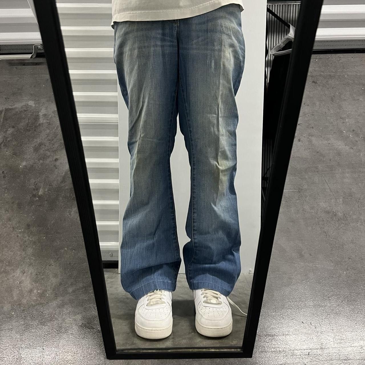 Japanese Brand × Vintage Vintage Y2K Flared Skater Style Medium Wash Denim Jeans! Size US 34 / EU 50 - 1 Thumbnail