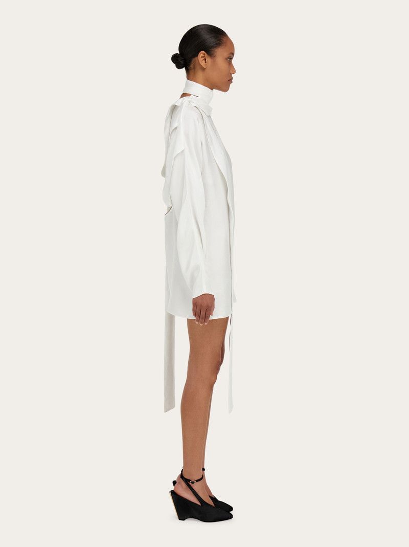 Salvatore Ferragamo o1s1rm0426 Kimono Style Mini Dress in White Size M / US 6-8 / IT 42-44 - 3 Thumbnail