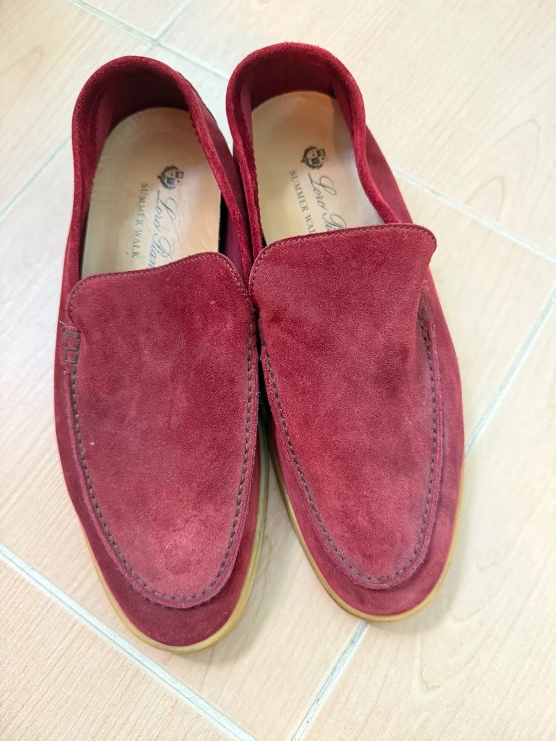Loro Piana Loro Piana Summer Walk Suede Loafers / Red / IT 41 Size US 8 / EU 41 - 1 Thumbnail