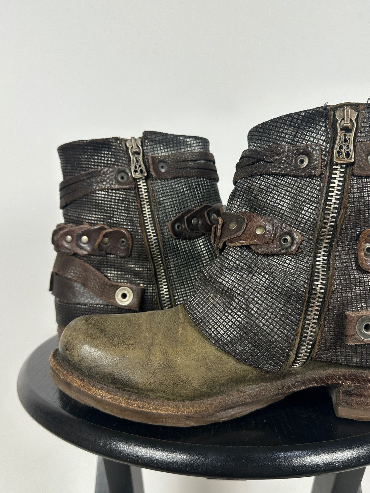 A.S.98 A.S.98. Airstep Leather Biker Ankle Studded Strap Boots Size US 6 / IT 36 - 20 Thumbnail