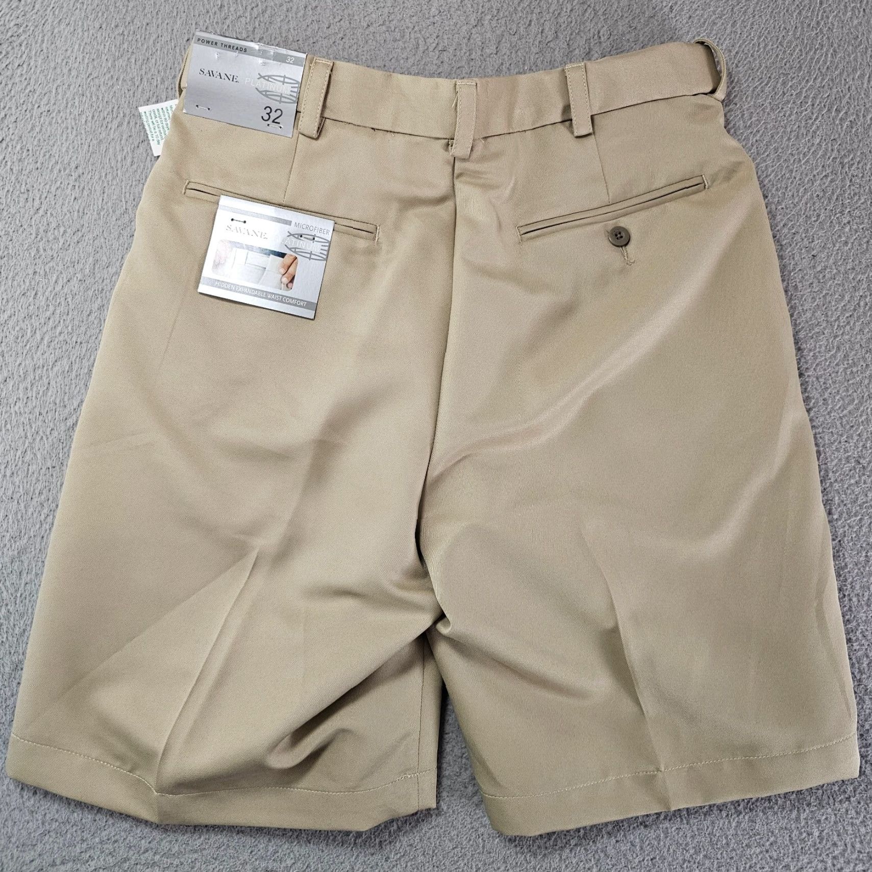 Savane Savane Shorts Mens 32 Khaki Tan Classic Chino Golf Pleated Microfiber Preppy Size US 32 / EU 48 - 3 Thumbnail
